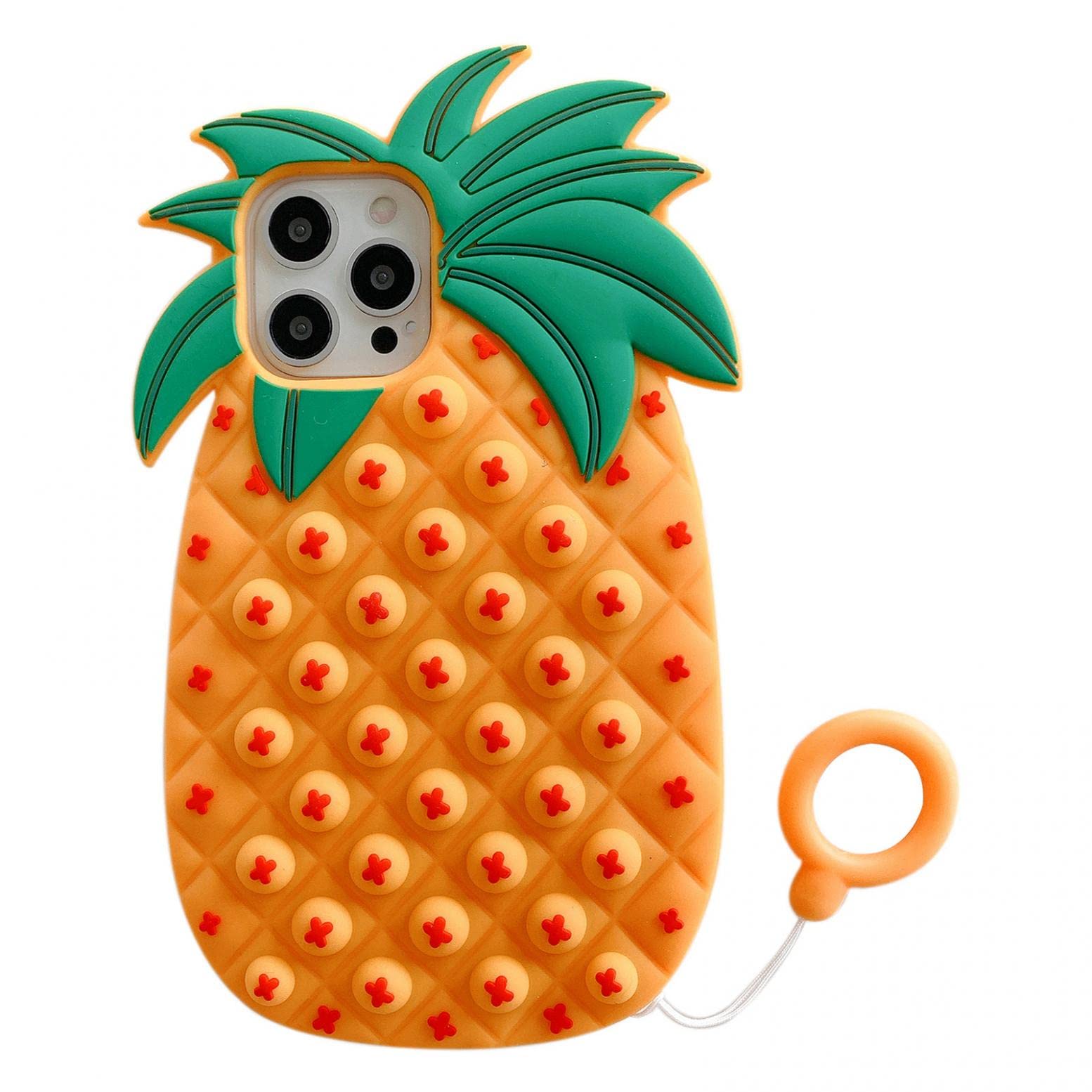 Shockproof Silicone Bubble Case for iPhone 12/Pro/Pro Max - Soft Protective Cover with Creative Pineapple Design | Perfect for Everyday Use, Travel & Outdoor Activities