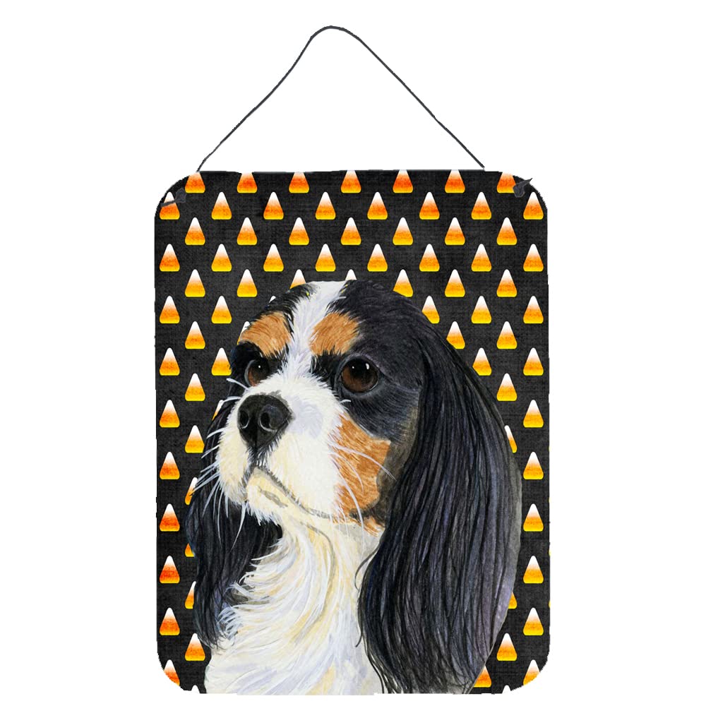 Caroline's Treasures LH9065DS1216 Cavalier Spaniel Tricolor Candy Corn Halloween Portrait - Aluminum Metal Wall Decor Sign for Kitchen, Bar, Bathroom, Front Door - Perfect for Seasonal Home Decor and Gift Giving