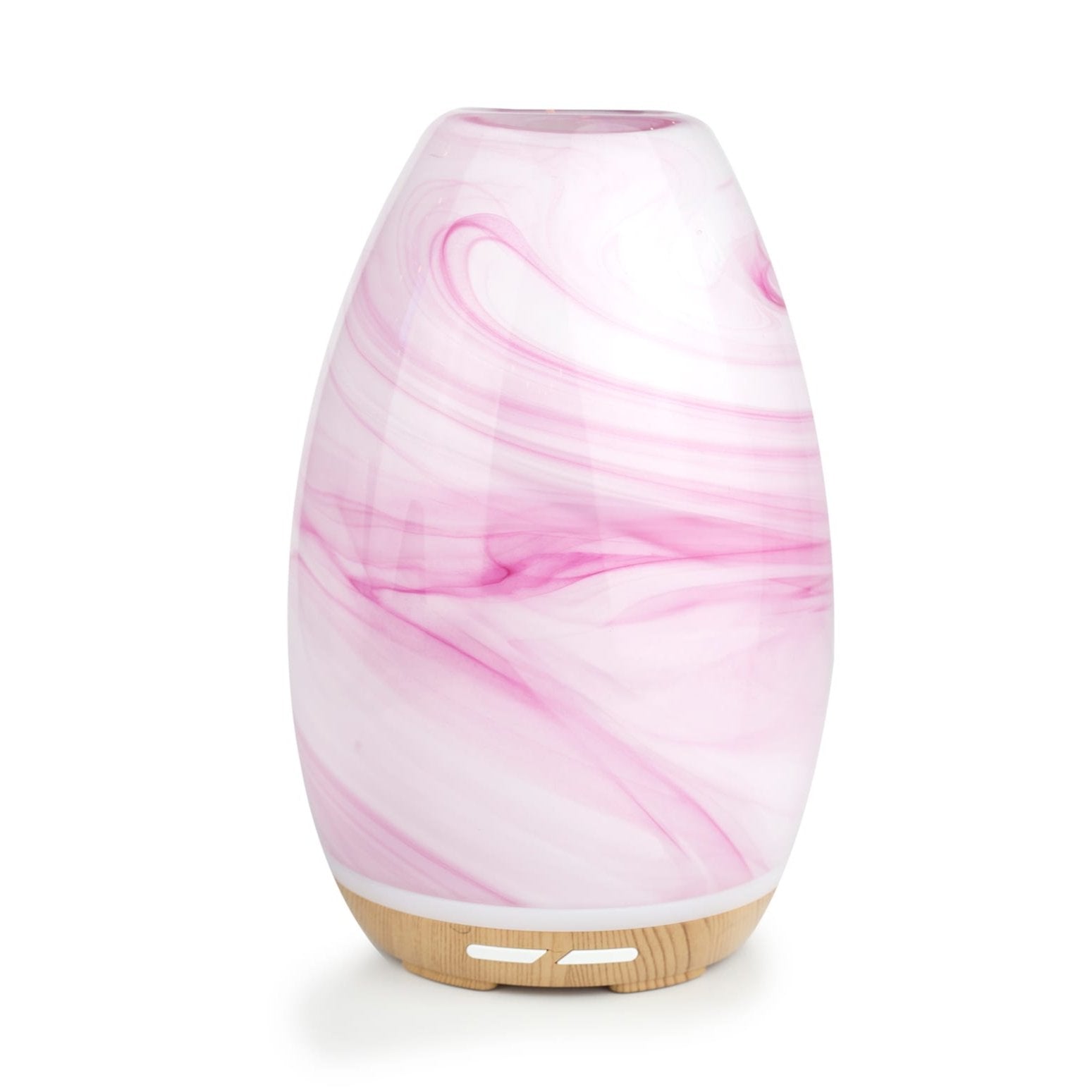 Pink Glass Aroma Diffuser with Swirl Design + 'I Love You' Essential Oil Trio Set - Perfect for Home Relaxation, Spa & Romantic Gifts