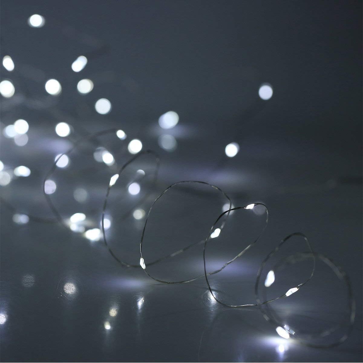2 Pack 20ft Cool White LED Fairy Lights - Battery Operated with Remote & Timer, Waterproof Silver Copper Wire Twinkle String Lights for Party, Bedroom, Wedding, Christmas Decor - Indoor/Outdoor Holiday Lighting