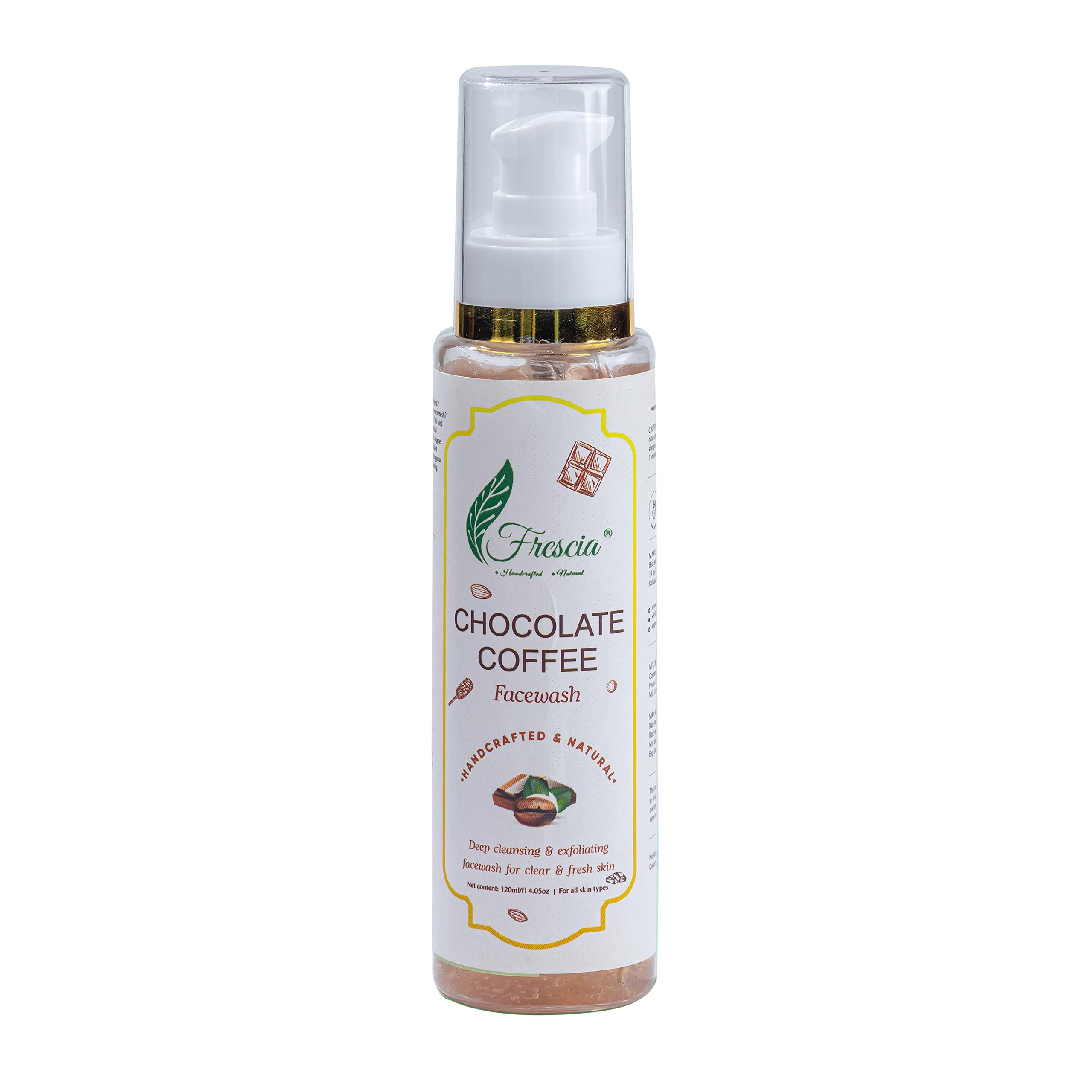 Frescia Chocolate Coffee Face Wash - Gentle Deep Cleansing & Exfoliating for Oily & Acne-Prone Skin | Natural Sulfate-Free & Paraben-Free Formula | Reduces 99.9% Pimple-Causing Bacteria | 120ml for Daily Skincare Routine | Perfect for Morning & Night Use