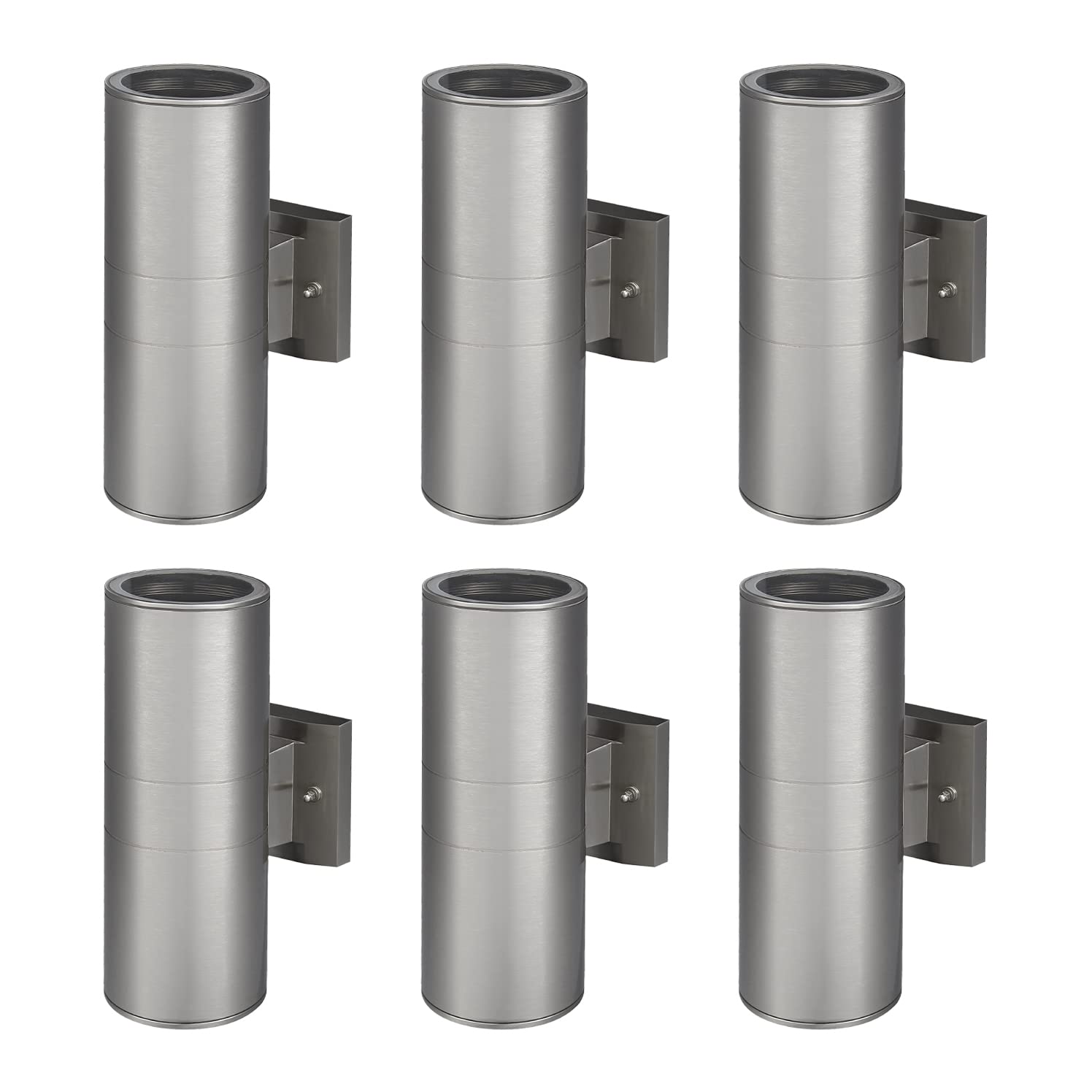 Waterproof Outdoor Wall Sconce Light Fixture - 6 Pack E26 Base Round Cylinder Porch Lantern with Up/Down Lighting | 12