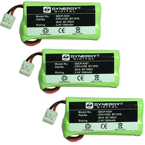 Synergy Digital Cordless Phone Batteries for Motorola L703M - 3 Pack Ni-MH 2.4V 800mAh High Capacity Replacement Batteries - Perfect for Home, Office, and Long-Lasting Cordless Phone Use