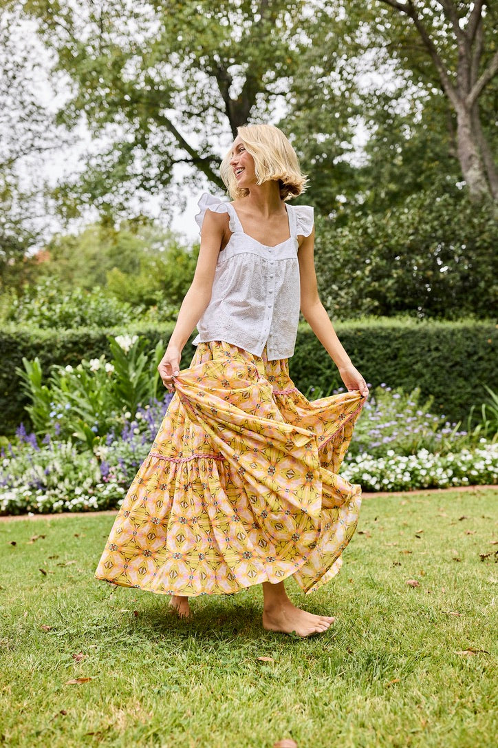 Triple Tiered Maxi Skirt - Mango Tango Color | Flowy Boho Skirt for Women | Perfect for Beach, Summer & Festival Outfits