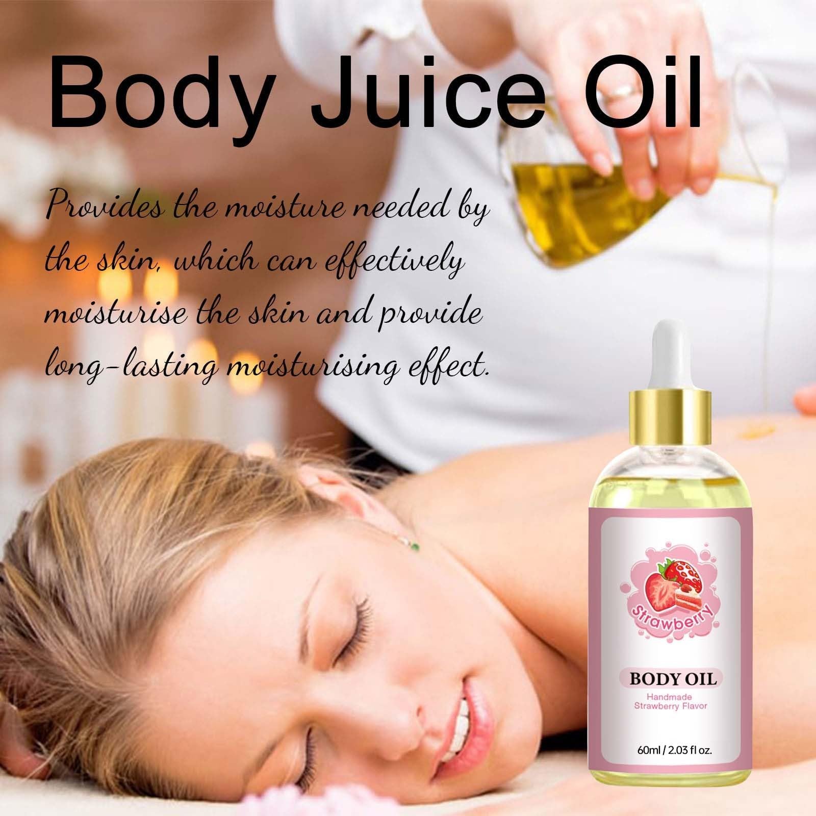 Strawberry Shortcake & Pound Cake Flavored Body Oil - Hydrating & Moisturizing Skin Care for Dry Skin - Perfect for Massage, Aromatherapy & Daily Skincare Routine