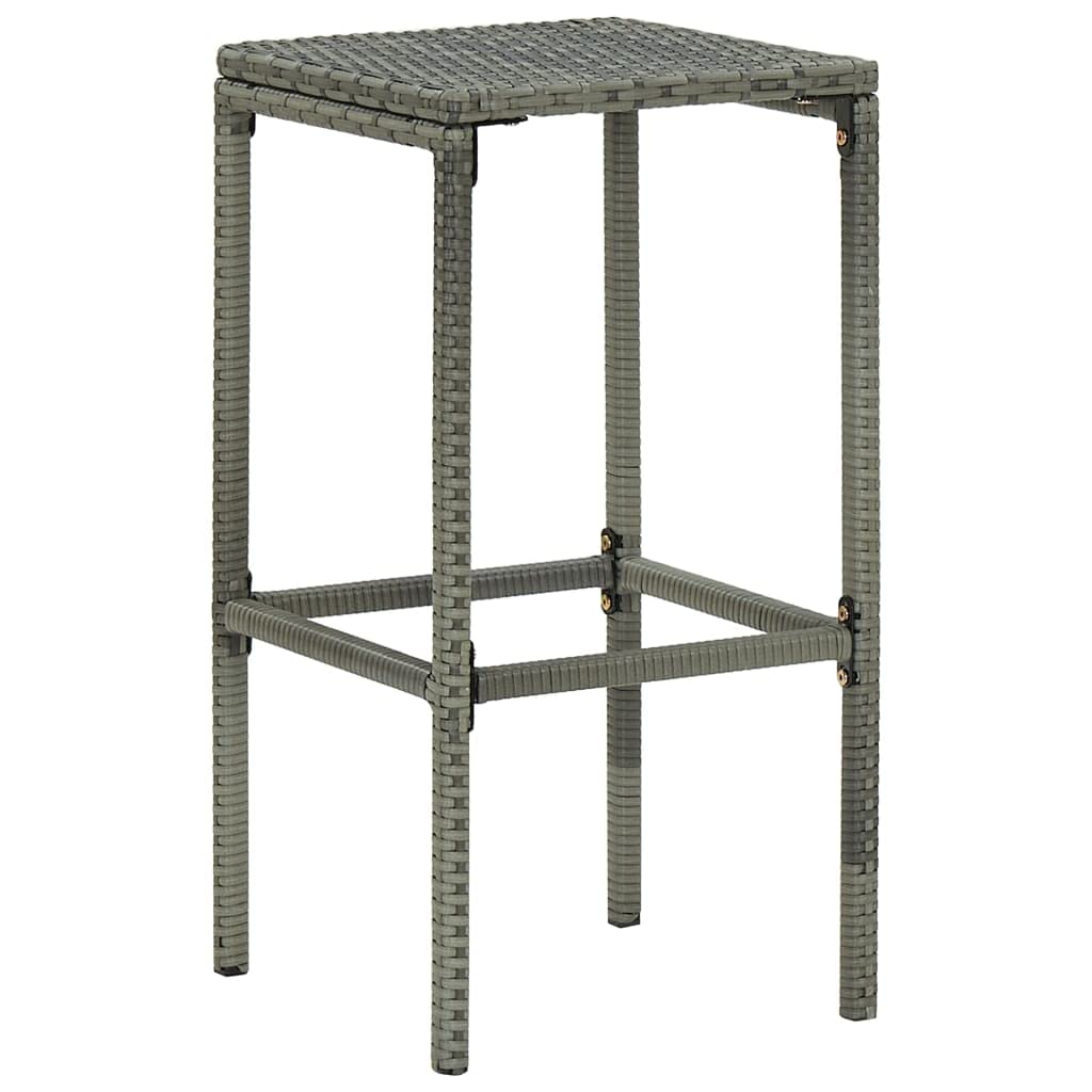 4-Piece Gray Poly Rattan Bar Stools with Cushions - Perfect for Kitchen Island, Breakfast Nook, and Outdoor Patio Seating