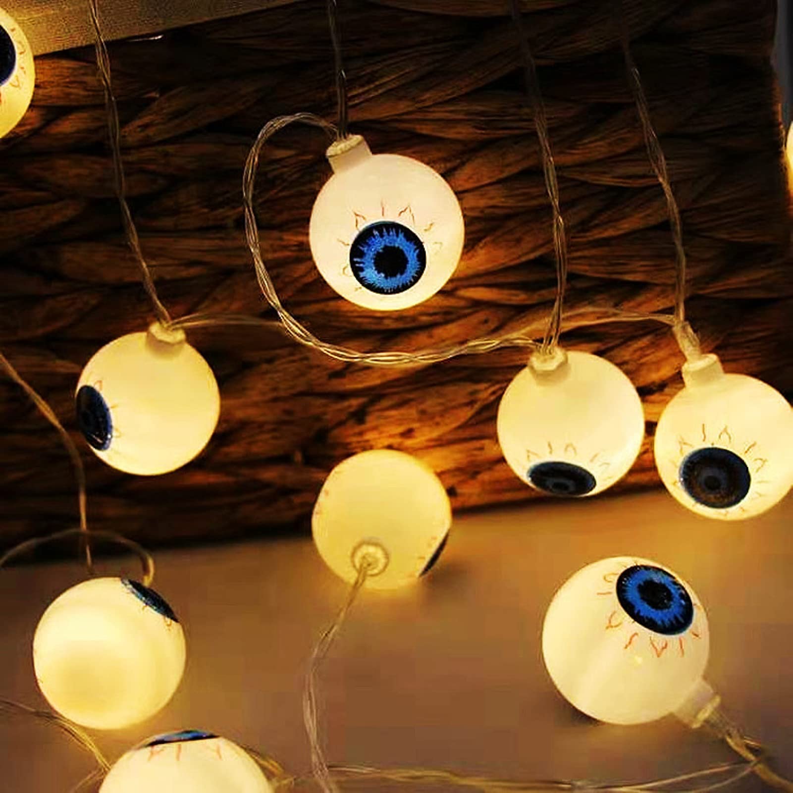 Eyeball Fairy Lights - USB LED Halloween Ghost String Lights for Outdoor Garden & Festival Decorations | Spooky Party, Haunted House, and Halloween Night Decoration