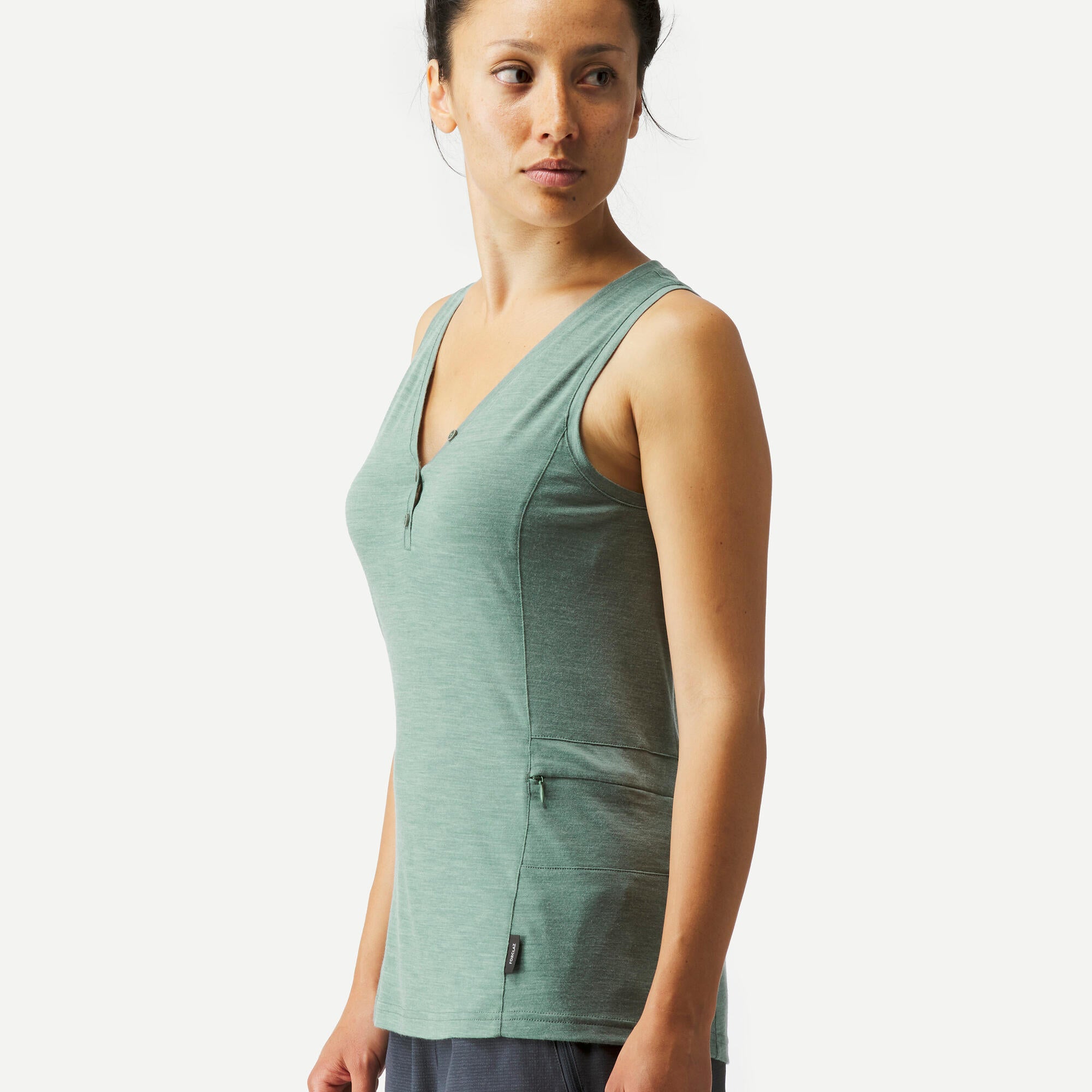 Forclaz Women's Merino Wool Backpacking & Travel Tank Top - Breathable, Moisture-Wicking Hiking Shirt for Outdoor Adventures & Camping
