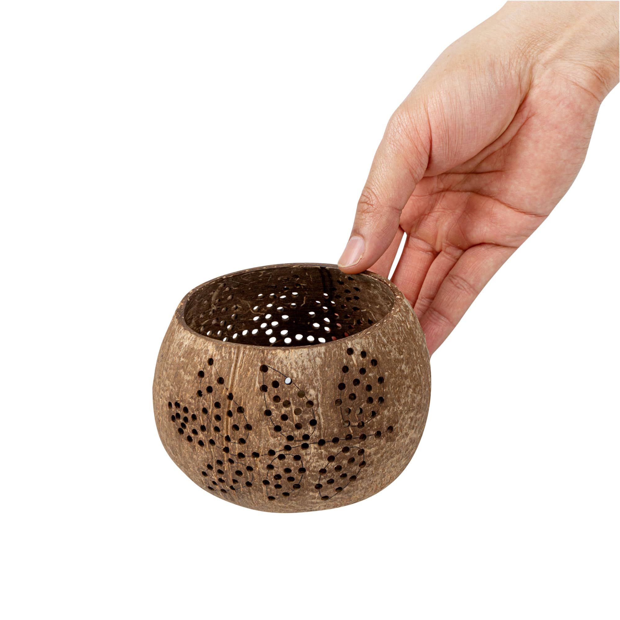 Handcrafted Coconut Shell Candle Holders - 4