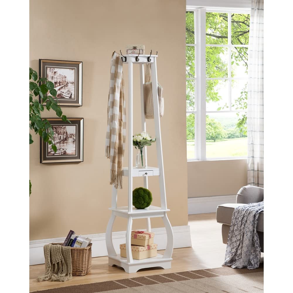 K&B Furniture CR1437 Coat Rack with Storage - Wall Mounted Entryway Organizer for Hats, Scarves & Keys | Perfect for Hallway, Bedroom & Mudroom Organization
