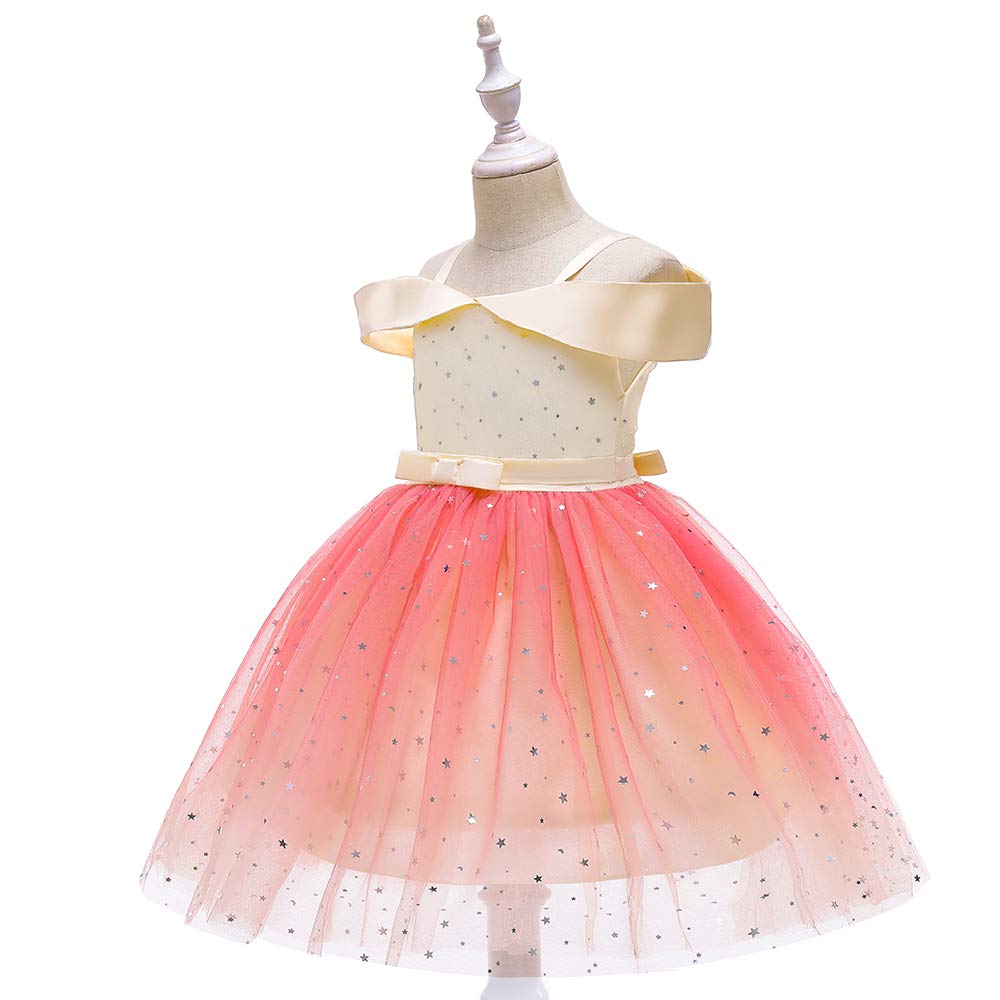 Sparkly Rainbow Princess Gown for Girls 2-10 Years | Glitter Tutu Party Dress for Toddler Pageants, Birthday Celebrations & Special Occasions