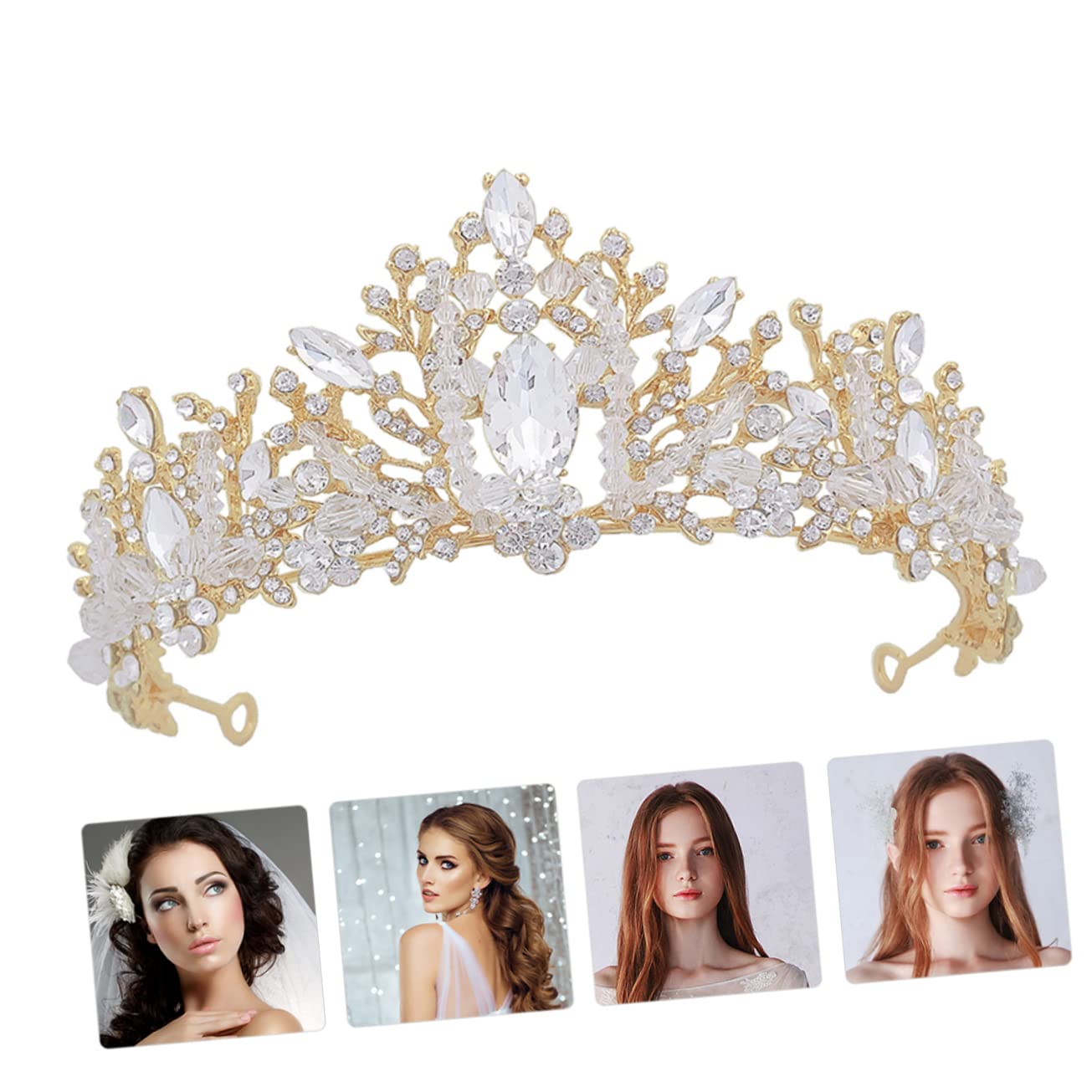 2 Pcs Silver Crystal Crown Tiaras for Women - Rhinestone Bridal Headpiece for Wedding, Prom & Special Occasions | Elegant Alloy Hair Accessories for Bride, Party & Ceremony Events