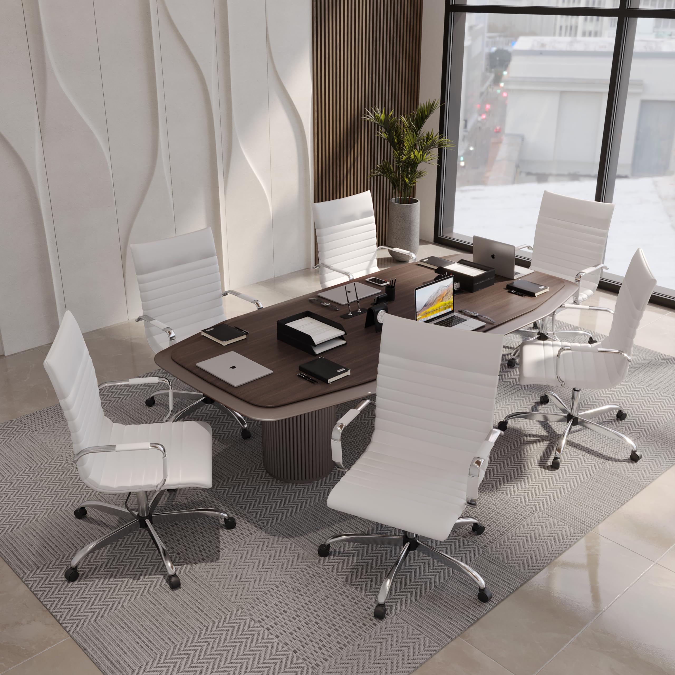 Harris Modern Adjustable High-Back Executive Office Chair - Ergonomic Swivel Task Chair with Lumbar Support for Home & Office Workspace (White) - Perfect for Long Work Hours, Gaming & Remote Work