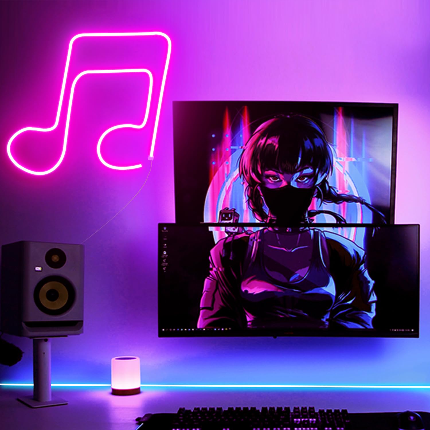 16.4Ft RGB LED Neon Rope Lights - Music Sync, IP65 Waterproof, Flexible Design with 44-Key Remote & APP Control - Outdoor/Indoor Neon Strip Lights for Bedroom Wall Decor, DIY Home Lighting, Party & Bar Ambiance