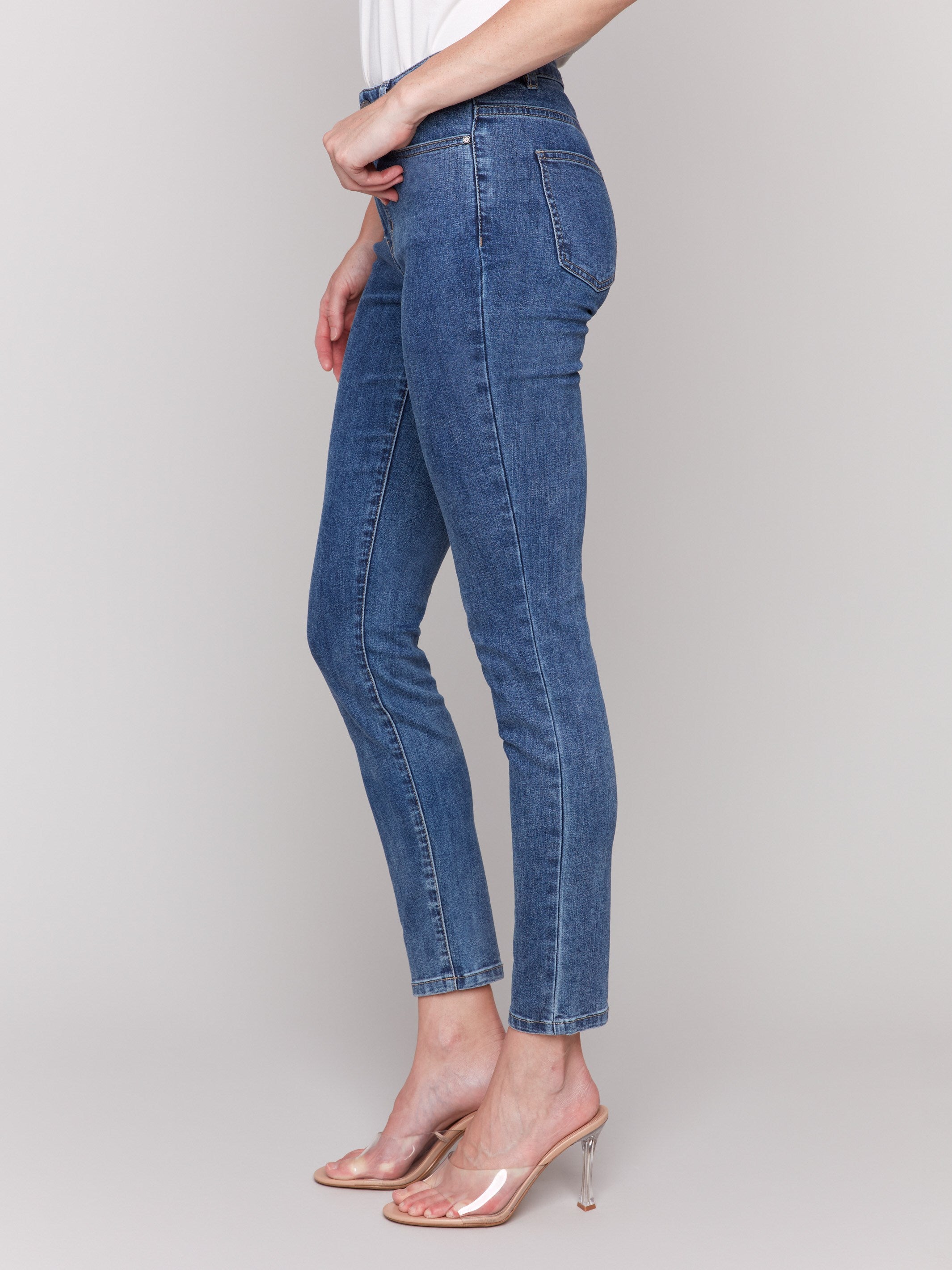Carine Skinny Jeans for Women - Medium Blue Denim Stretch Pants - Perfect for Casual Wear, Office & Night Out