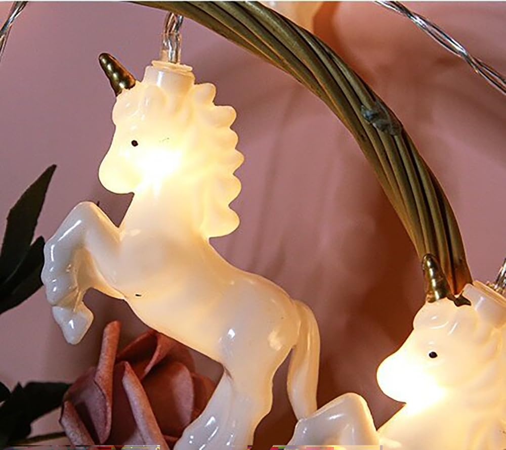 10 LED Unicorn String Lights - 6.8 ft Battery Powered Fairy Lights for Girls Room Decor, Birthday Parties, Christmas & Holiday Decorations - Perfect for Bedroom, Nursery, Wedding and Baby Shower Decor