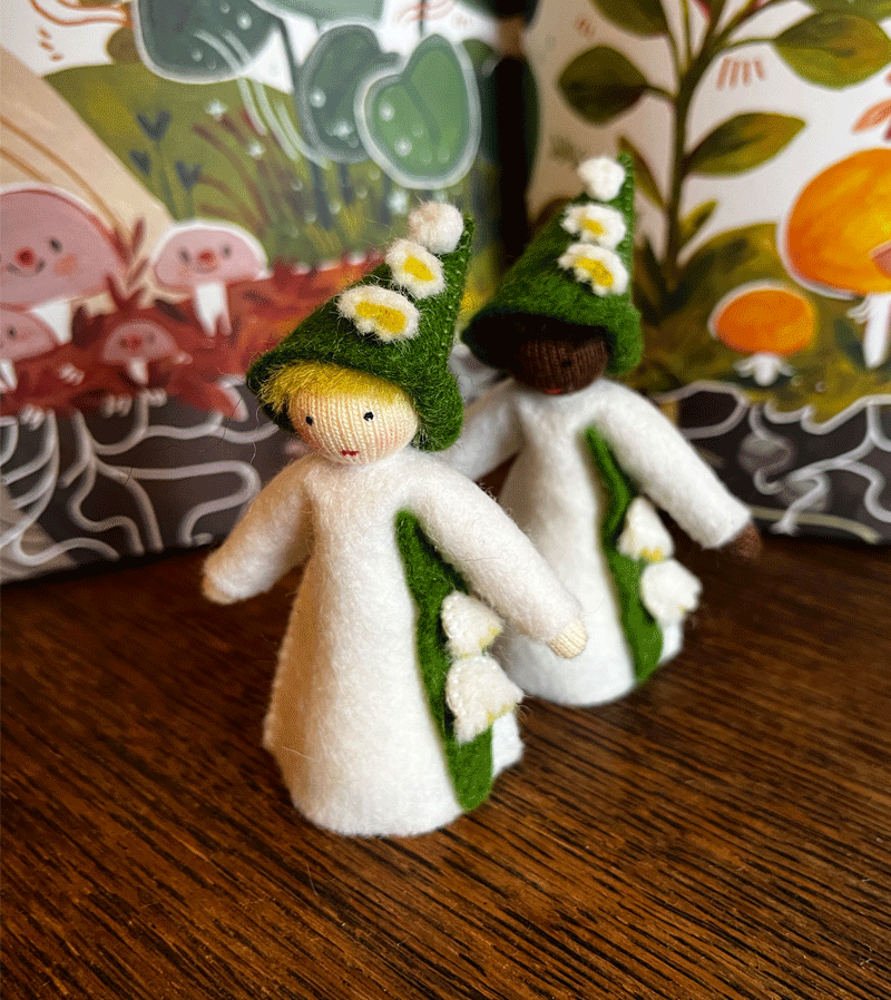 Large Felt Standing Lily of the Valley Waldorf Flower - Handmade Fairy Garden Decor for Waldorf Dolls, Spring Home Decor & Wedding Centerpieces