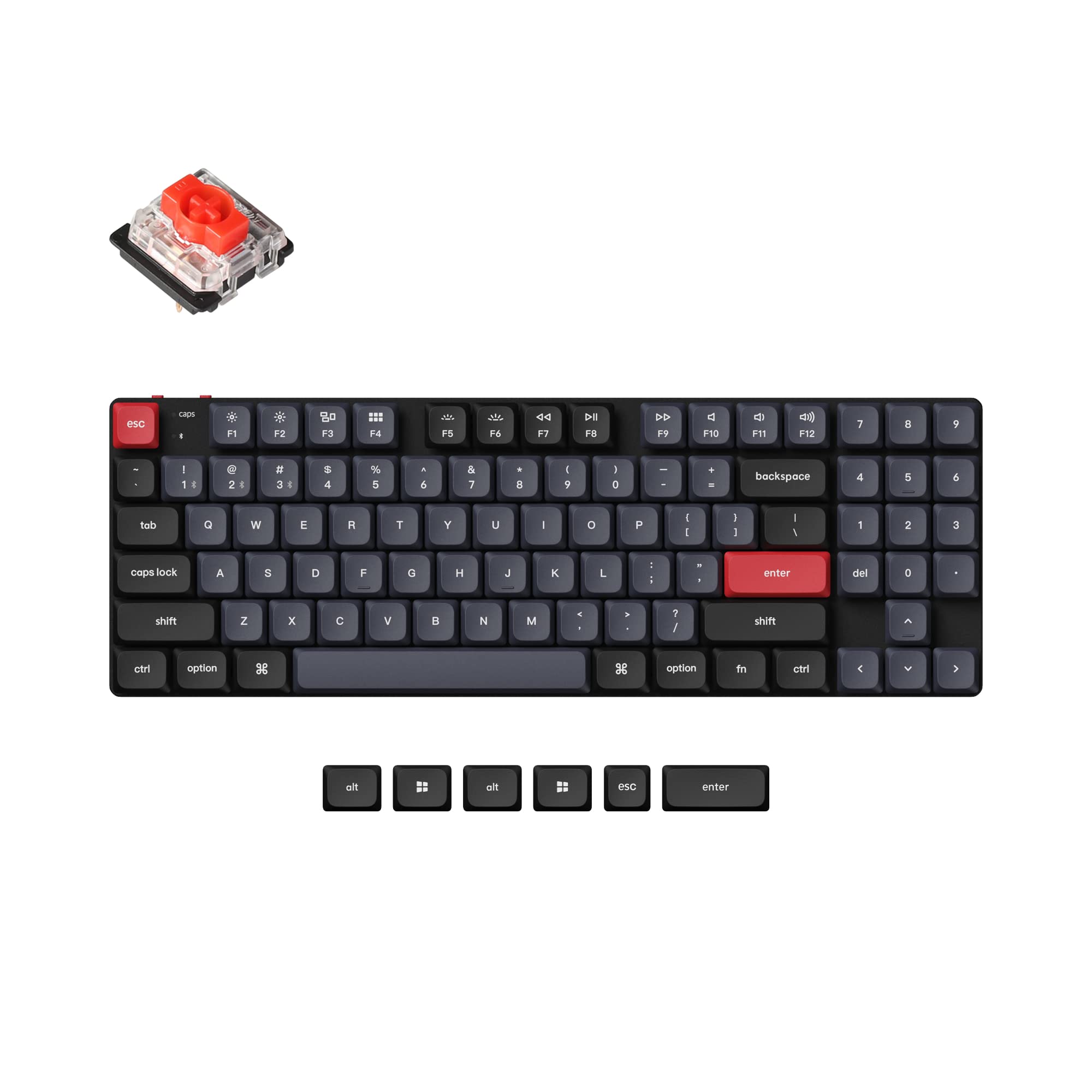 Keychron K13 Pro Ultra-Slim Wireless Mechanical Keyboard - QMK/VIA Programmable, Hot-Swappable Low-Profile Gateron Red Switches, RGB Backlit, TKL with Numpad - Compatible with Mac, Windows, Linux | Perfect for Office Work, Gaming & Programming