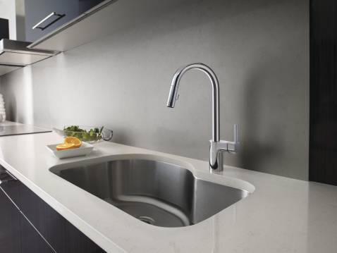 Moen 7565 Chrome Align Kitchen Faucet with Pull-Down Sprayer - Perfect for Modern Kitchens & Easy Dishwashing