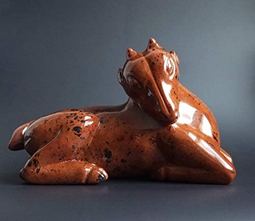 Handcrafted Mahogany Obsidian Baby Deer Sculpture - Elegant Home Decor, Gift for Nature Lovers, Perfect for Living Room, Office & Meditation Space