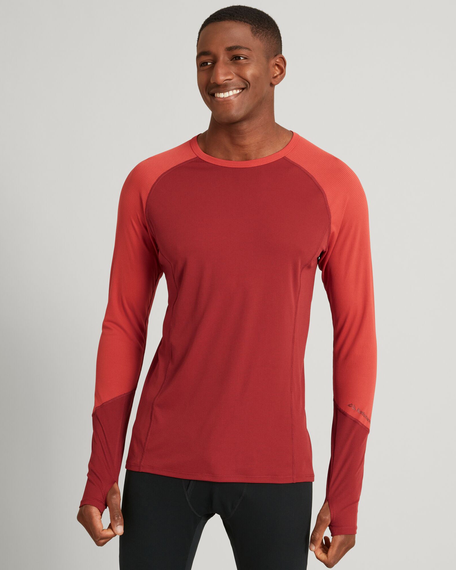 KMDAction Men's Long Sleeve Thermal Shirt - Warm Spice/Umber Color - Perfect for Hiking, Camping & Winter Outdoor Activities