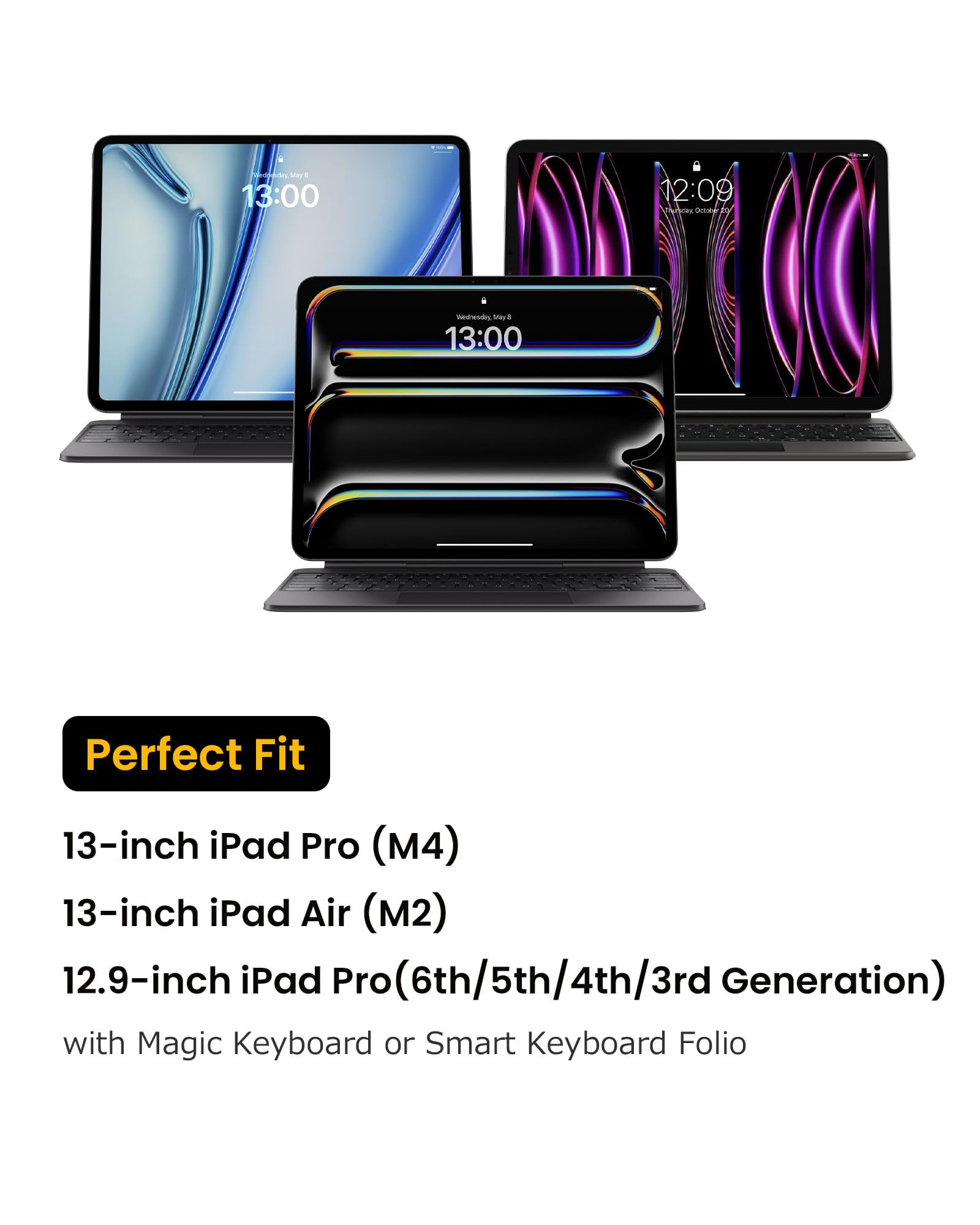 tomtoc Protective Sleeve Case for 13-inch iPad Pro M4 (2024) & iPad Air M2 | 12.9-inch iPad Pro M2/M1 | Durable Portfolio with Accessories Pocket | Perfect for iPad Pencil Pro, Adapter & Magic Keyboard | Ideal for Travel, Work & School Use