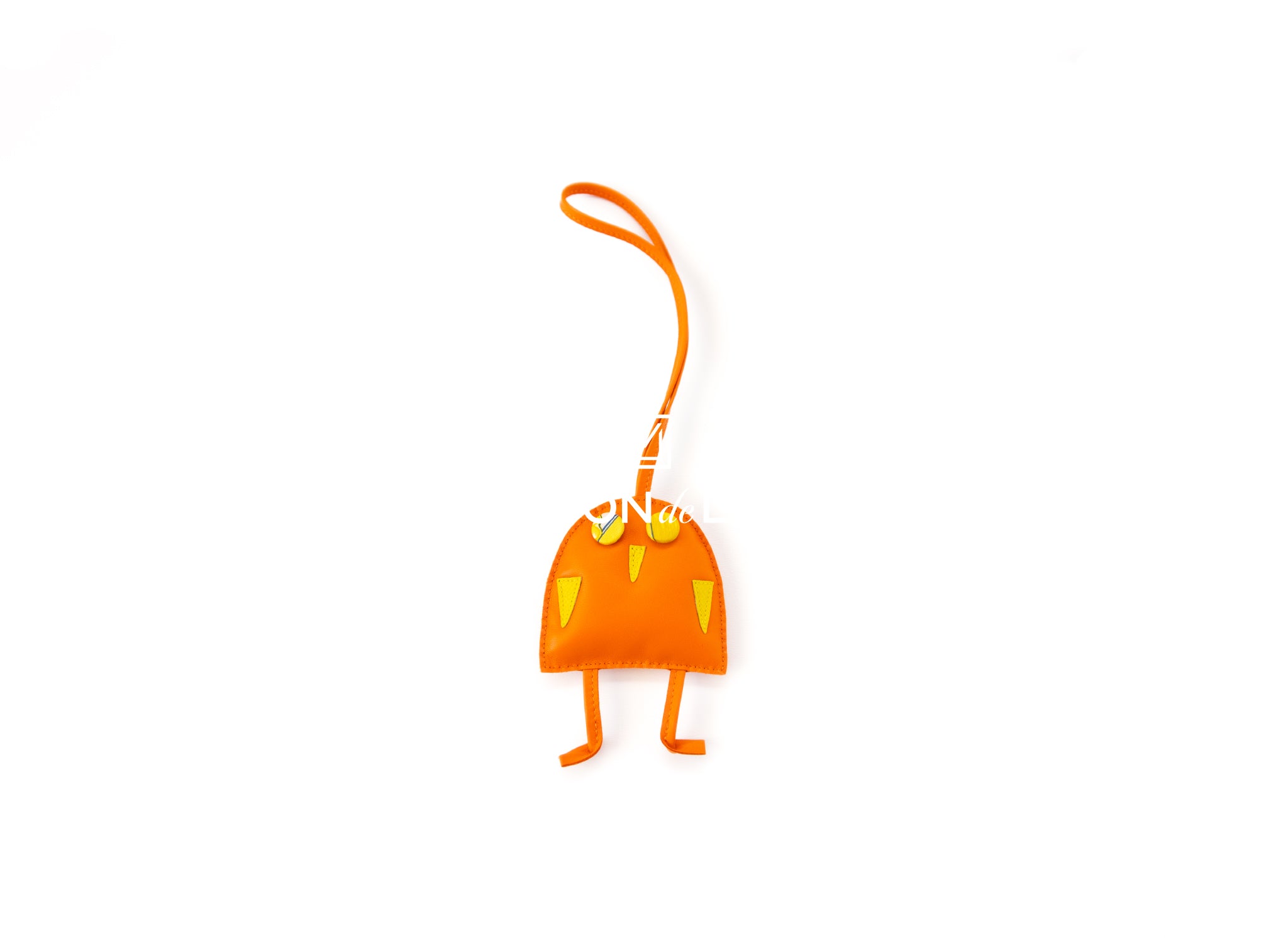 Hermes Orange Petit h Hibouton Bag Charm - Stylish Leather Keychain for Handbags & Accessories | Perfect Gift for Fashion Lovers & Luxury Collectors