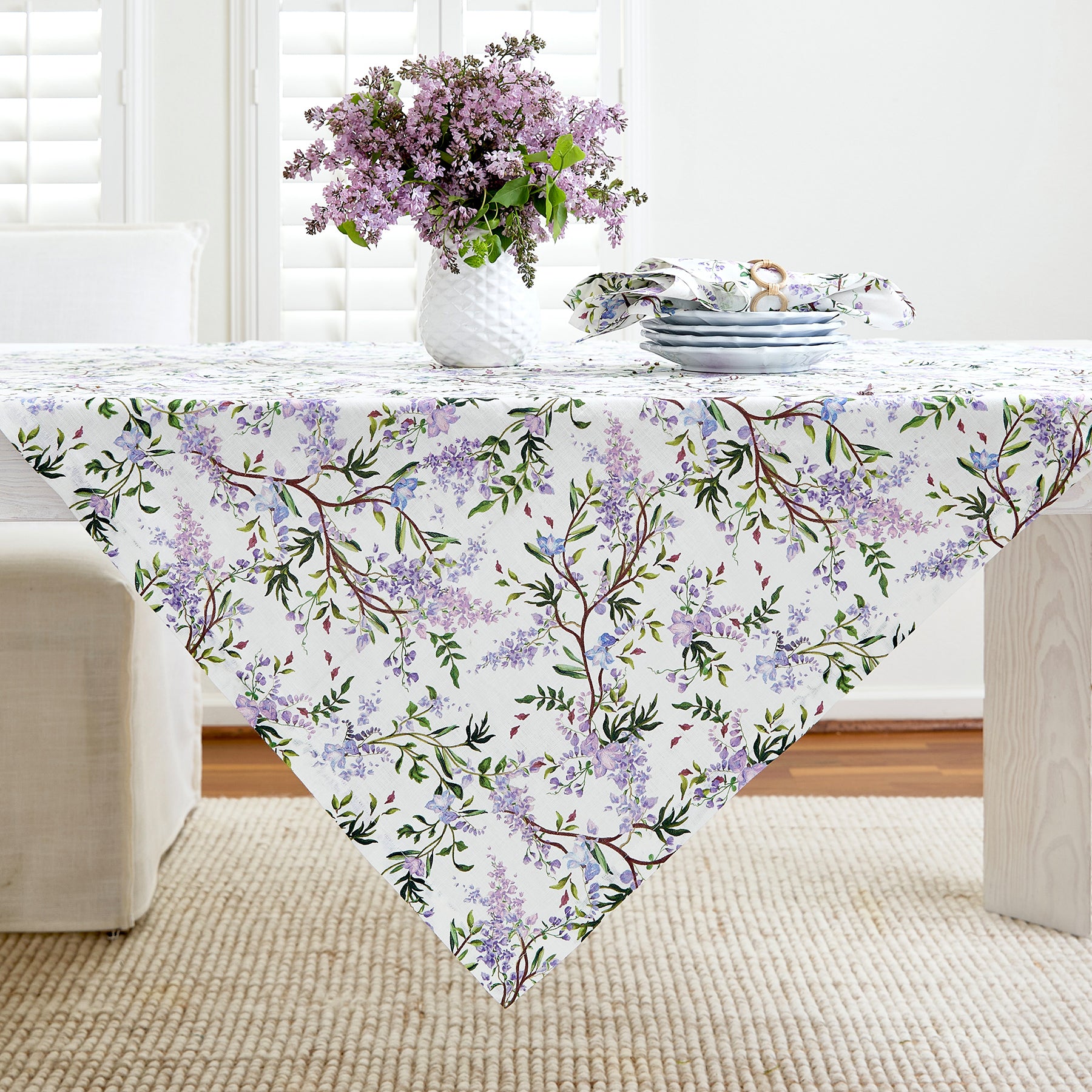 Lilac Floral Table Throw Blanket - Soft Decorative Cover for Dining Room, Living Room, or Bedroom - Perfect for Home Decor, Parties, and Cozy Evenings