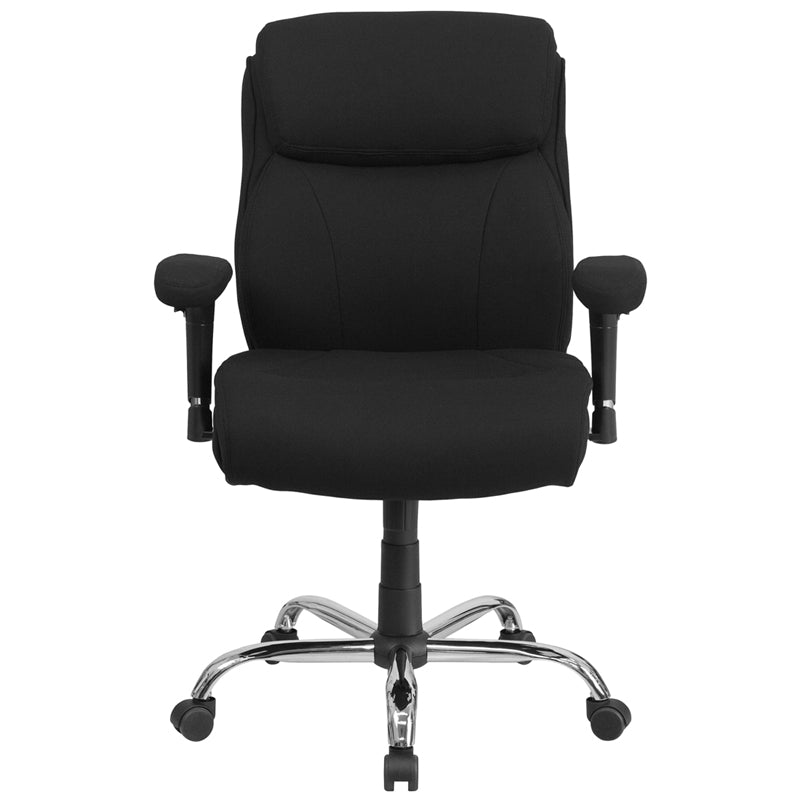 FLASH HERCULES Series Big & Tall Office Chair - 400 lb Weight Capacity, Ergonomic Black Fabric Task Chair with Adjustable Arms & Line Stitching - Perfect for Home Office, Gaming & Workspaces