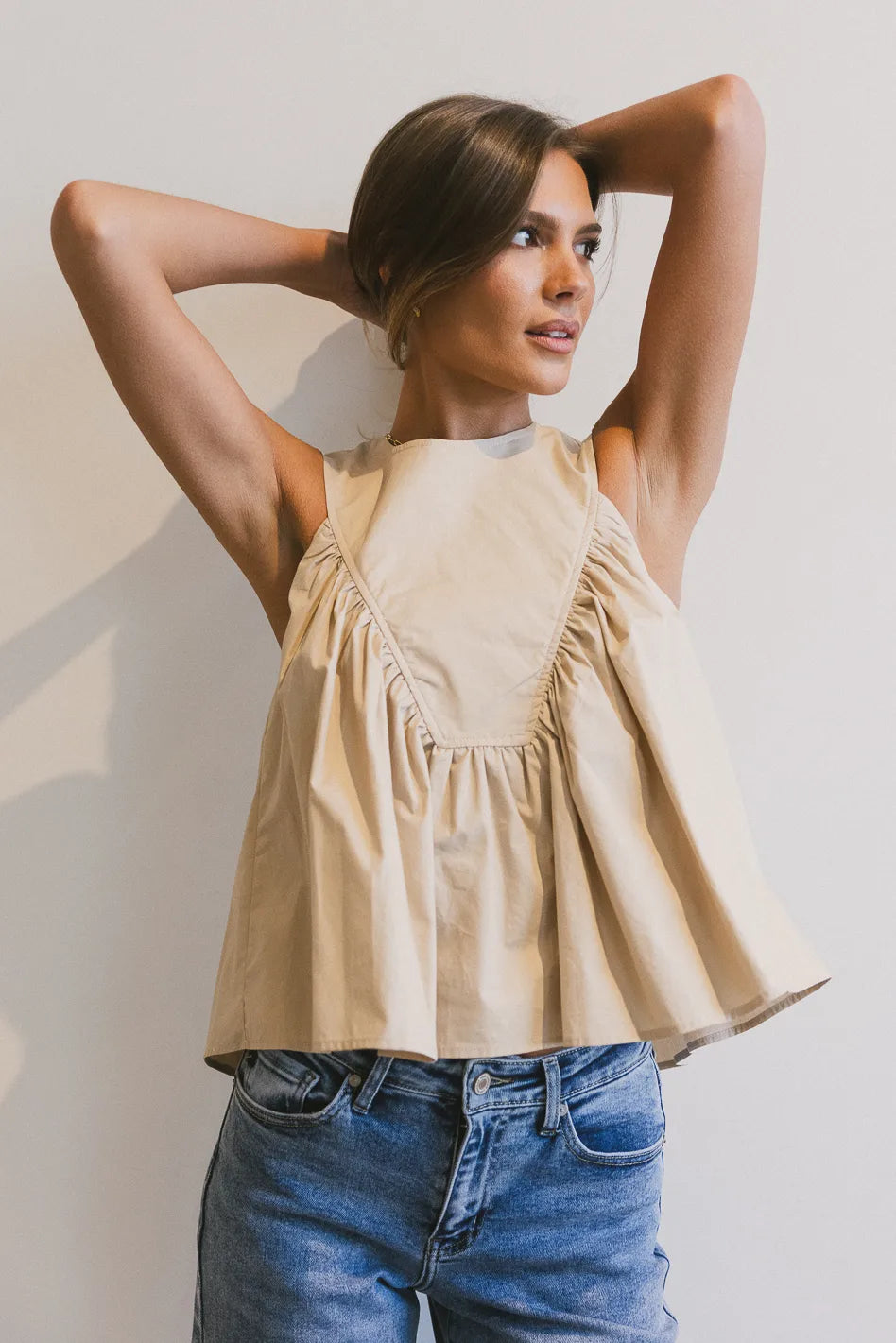 Anselle Women's Stylish Swing Blouse in Taupe - Perfect for Office Wear & Casual Outings