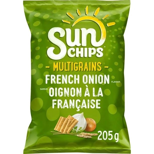 Sun Chips French Onion Flavor Multigrain Snacks - 3 Pack (205g/7.2oz Each) | Healthy Baked Whole Grain Chips | Perfect for Parties, Picnics & On-the-Go Snacking | Shipped from Canada