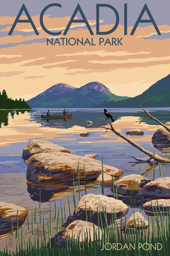 Acadia National Park Maine Jordan Pond 43867 - 24x36 Signed Art Print Wall Decor Poster - Perfect for Living Room, Bedroom & Office Decor