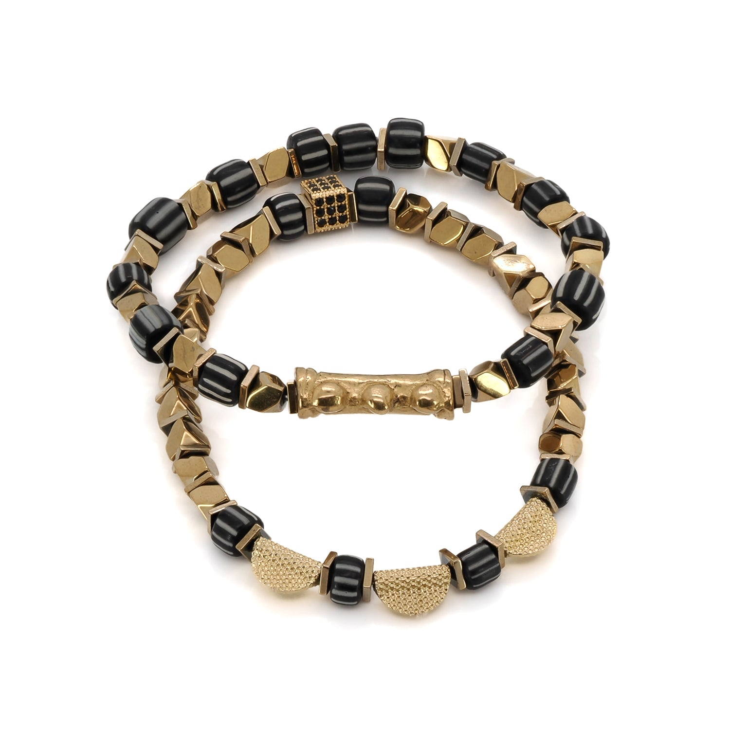 Elegant Black & Gold Mystic Beads Bracelet Set for Women - Boho Chic Jewelry for Everyday Wear, Parties & Special Occasions