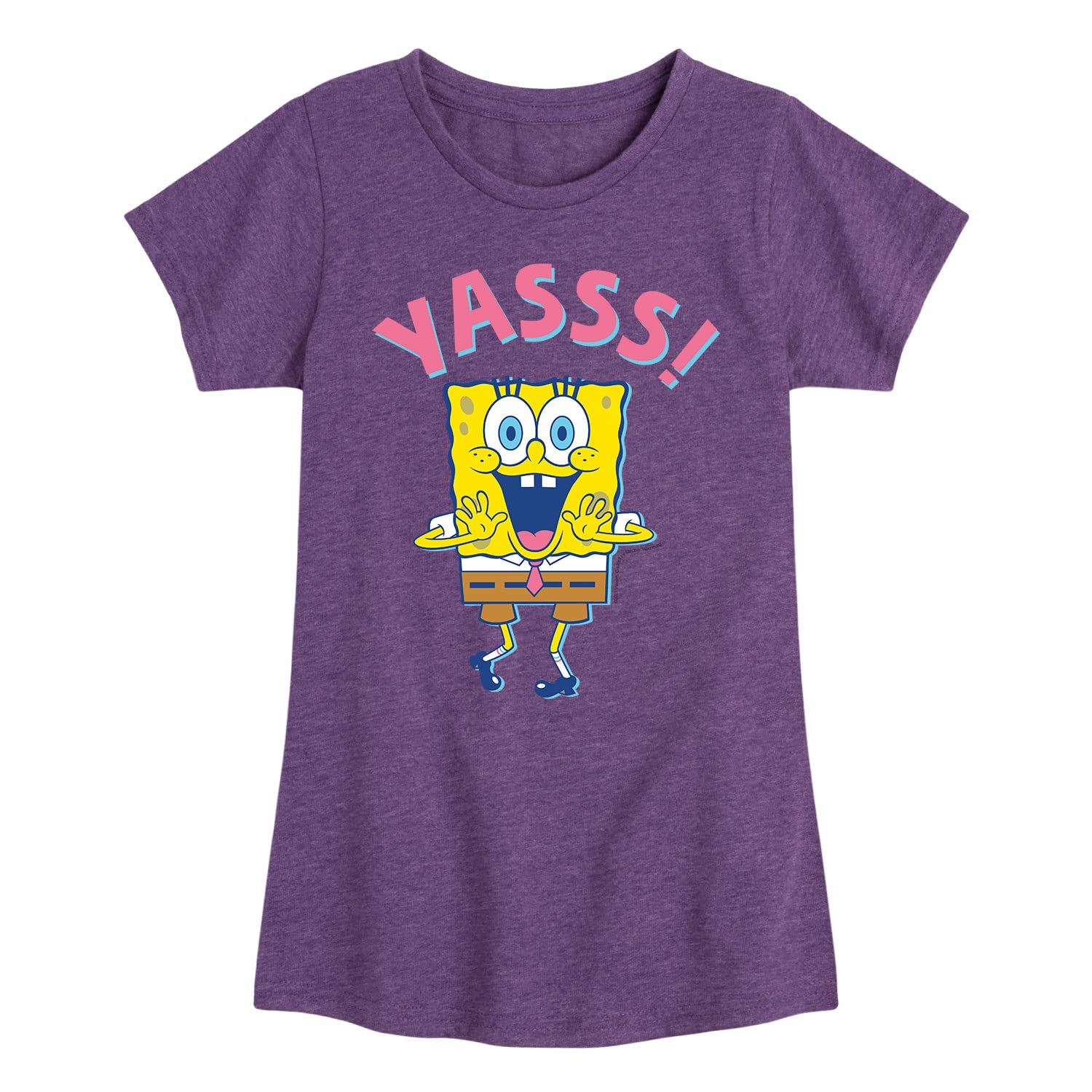 Spongebob Squarepants Yassss Short Sleeve T-Shirt for Toddler & Youth Girls | Hybrid Apparel | Fun Cartoon Graphic Tee for Playdates, School & Everyday Wear