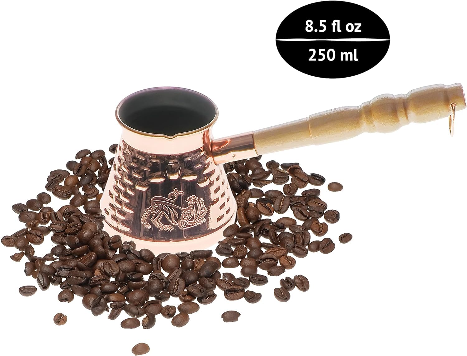 Turkish Coffee Pot - 8.5oz Cezve Ibrik for Greek & Arabic Coffee - 3 Servings - Perfect for Home & Cafe Use