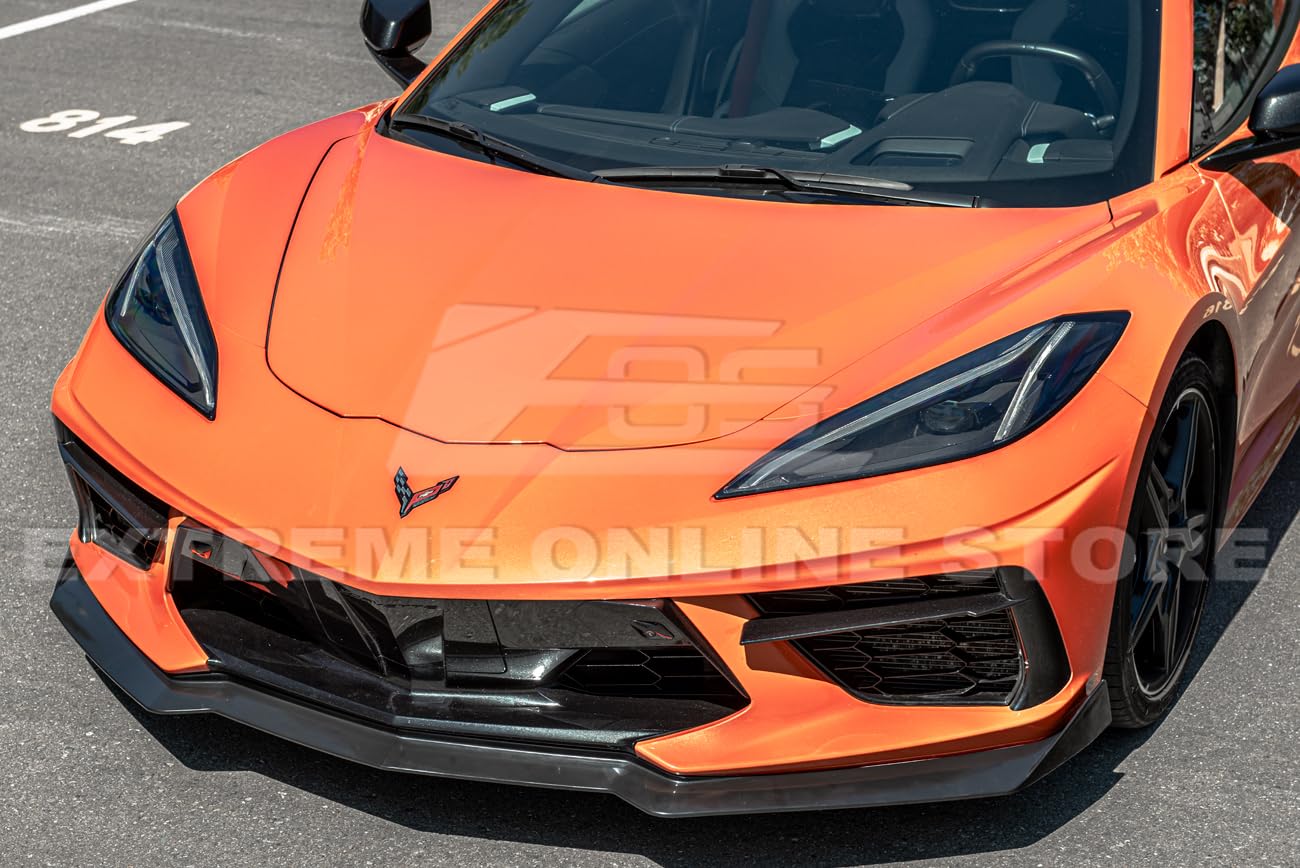 2020-2023 Chevrolet Corvette C8 Stingray & Z51 Front Bumper Lip Splitter - GM 5VM Style ABS Plastic Spoiler (Primer Black) | Perfect for Street Racing & Car Shows