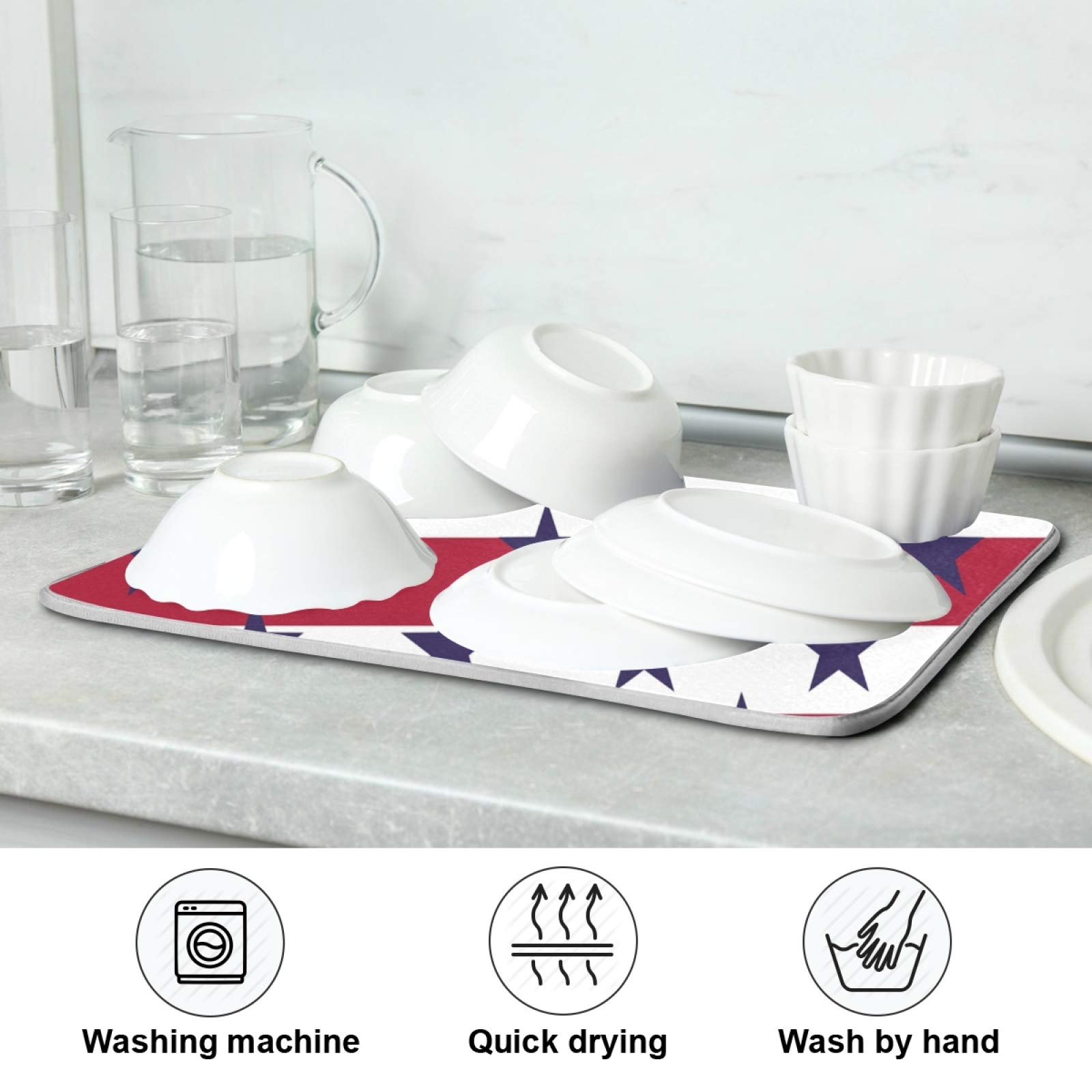 USA July 4th Navy Dish Drying Mat 16x18