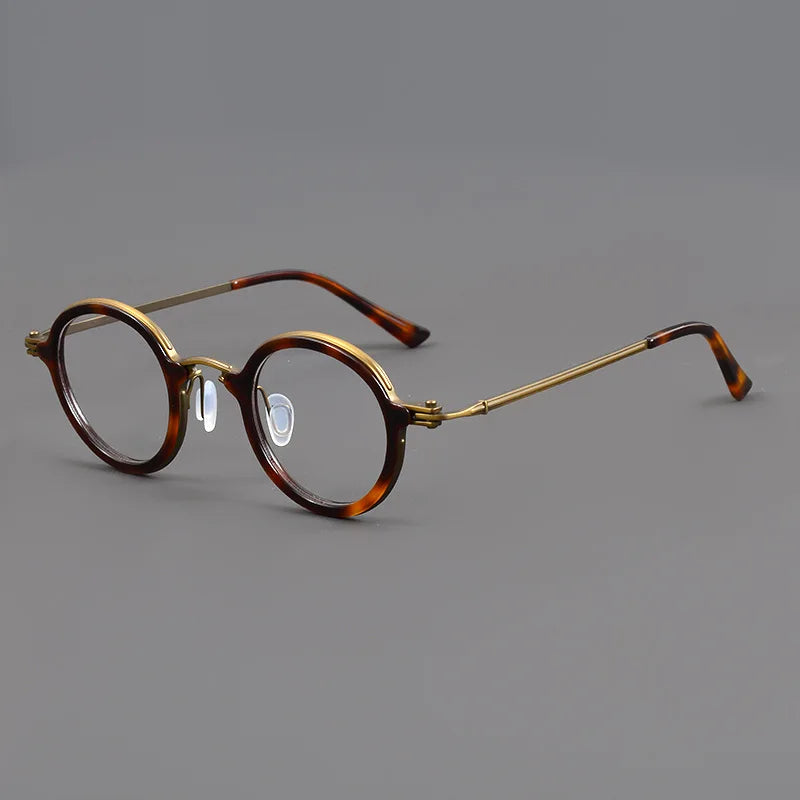 Stylish Unisex Black Titanium Acetate Round Eyeglasses Frame - Lightweight & Durable for Men & Women - Perfect for Reading, Work, and Everyday Fashion