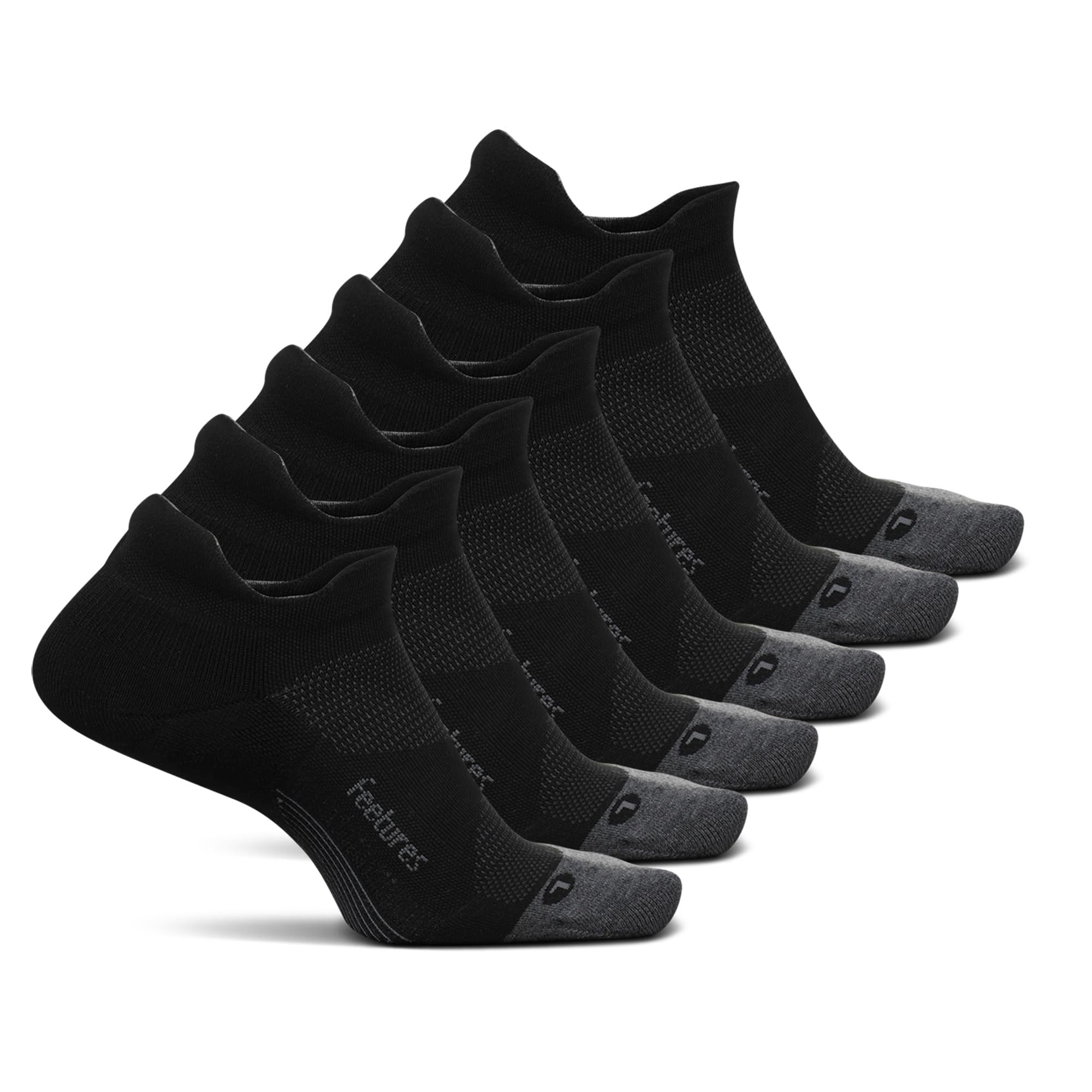 Feetures Elite Ultra Light Cushion Ankle Socks - Breathable Athletic Socks with Targeted Compression for Running, Hiking & Workouts - Black, XL (6-Pack) - Perfect for Sports, Gym & Everyday Comfort