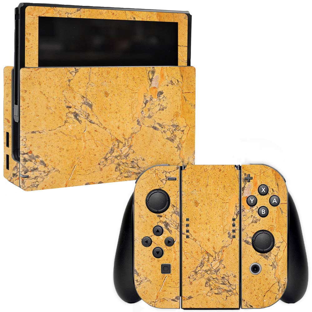 MightySkins Vinyl Decal Wrap Cover Compatible with Nintendo Switch - Saffron Marble Design | Protective, Durable Skin for Switch Console & Joy-Cons | Easy to Apply & Remove | Made in USA | Perfect for Gaming, Travel & Customization