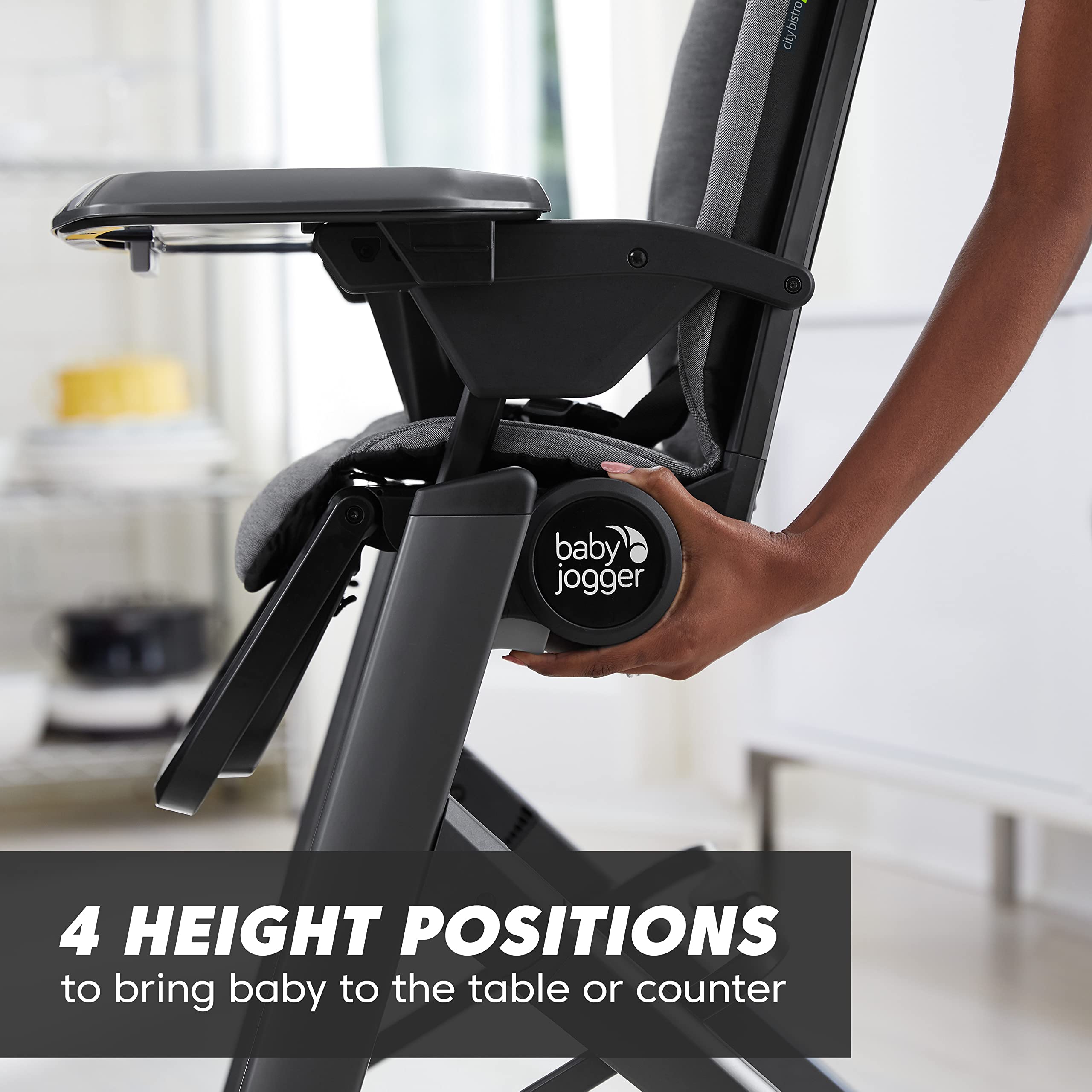 Baby Jogger City Bistro High Chair - Adjustable, Portable & Easy Clean Graphite Baby Dining Chair for Home & Restaurant Use