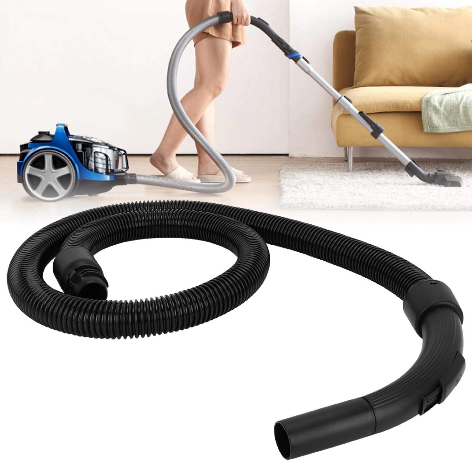 ABS Vacuum Cleaner Hose - 1.9m Long Durable Rubber Hose with Flexible Head for Home & Kitchen Cleaning | Heavy-Duty Suction for Carpets, Floors, and Hard-to-Reach Areas