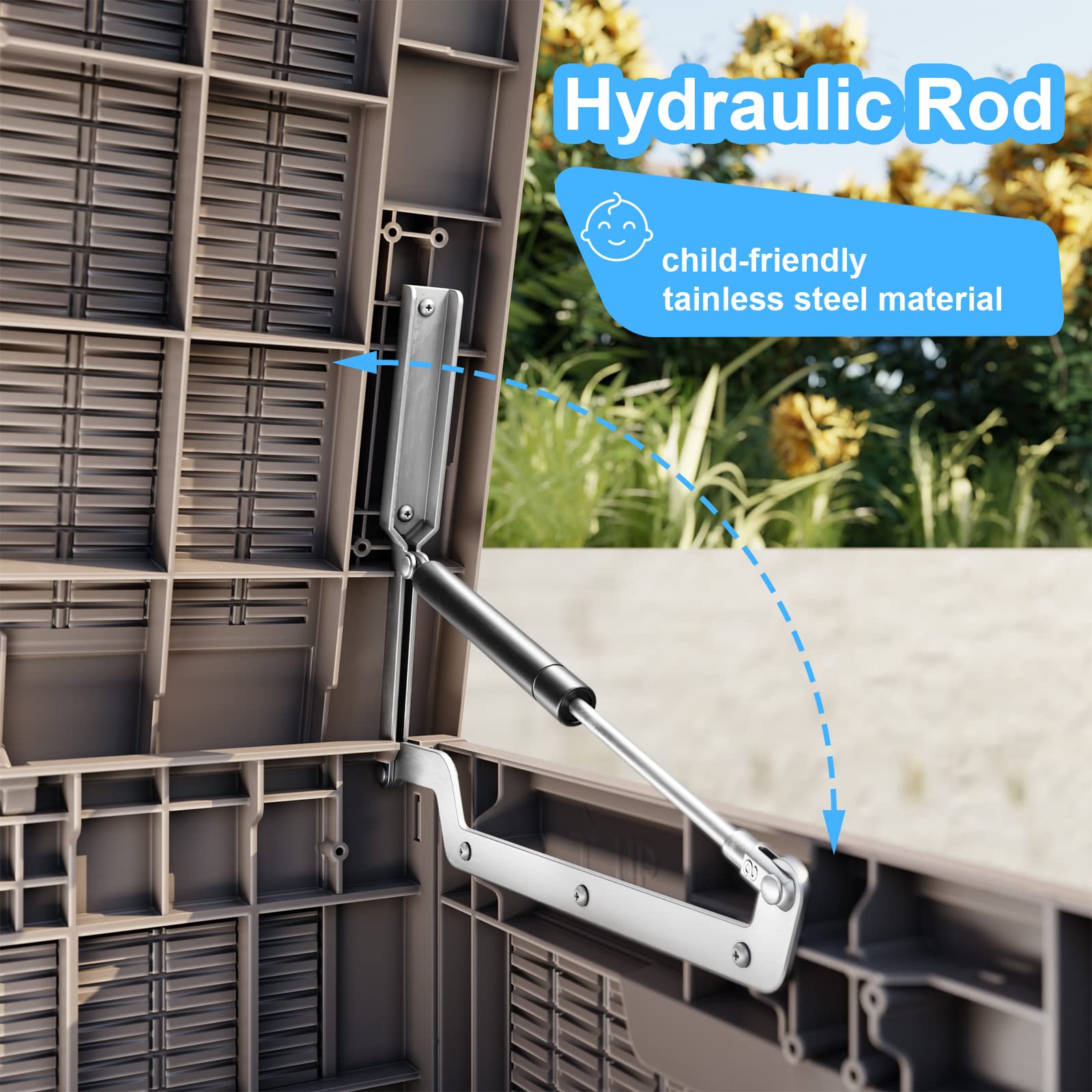 ROJIK 100 Gallon Outdoor Storage Deck Box - Waterproof Patio Furniture Cover, Garden Tools Organizer, Pool Accessories & Cushions Storage Bench with Lockable Lid & Side Handles (Cappuccino) - Perfect for Backyard, Deck, Poolside & Garden Organization