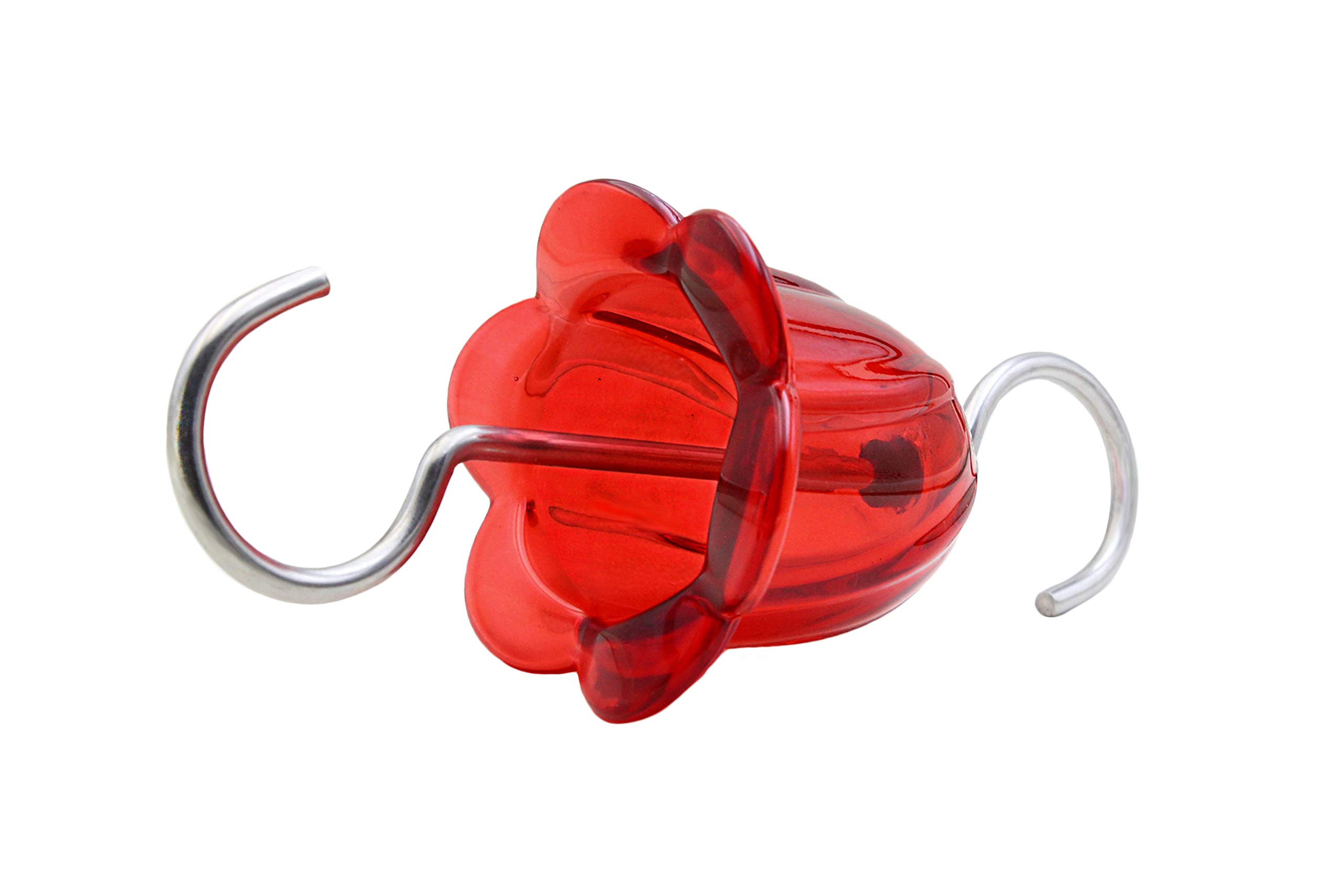 Red Glass Flower-Shaped Hanging Hook for Hummingbird Feeders - Perfect for Garden, Patio, and Outdoor Bird Watching