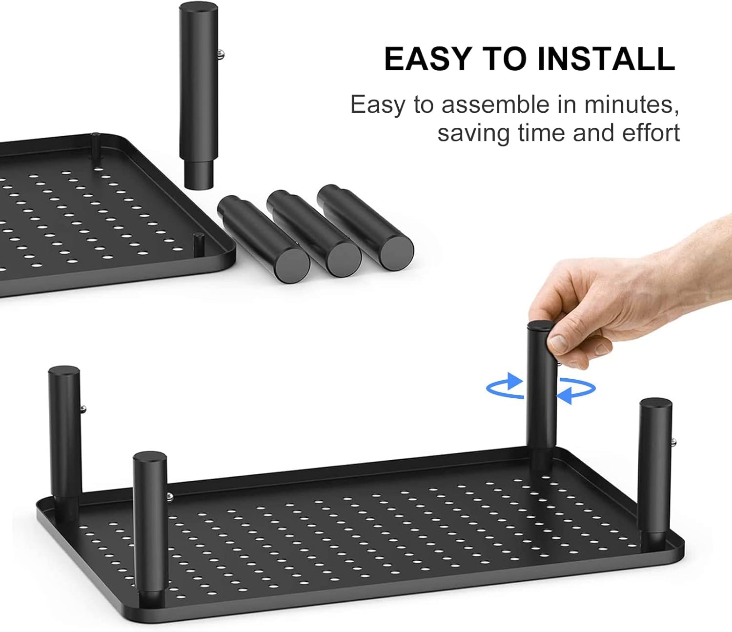 Suptek Adjustable Monitor Stand Riser - Ergonomic Vented Metal Platform for Computer, Laptop, Printer & Flat Screen Displays - 3 Height Settings with Under Desk Storage - Perfect for Home Office & Workspace Organization (MST003)