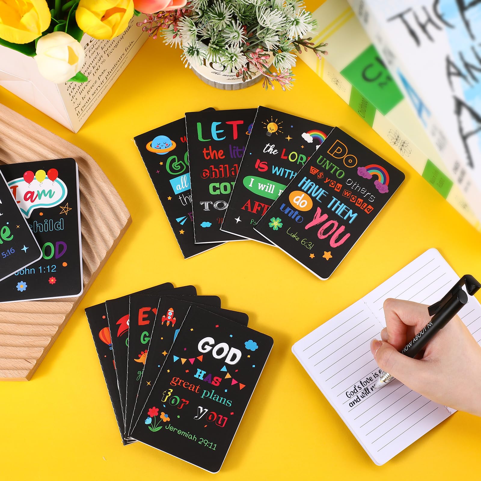 Faccito 24 Pcs Christian Inspirational Mini Notepads - Bible Verse Notebook, Small Scripture Journal, Religious Motivational Pocket Notepads - Bulk Pack for Easter, Home, Church & Sunday School Gifts - Perfect for Daily Devotion, Prayer Journaling & Bible Study Notes