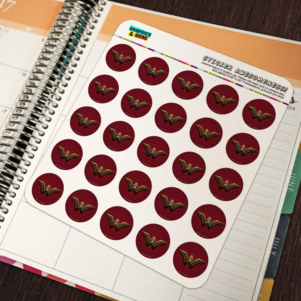 Justice League Wonder Woman Logo Planner Stickers - Scrapbooking, Bullet Journal, DIY Craft Supplies for Fans & Collectors - Perfect for Calendars, Notebooks, Gift Wrapping & Party Decorations