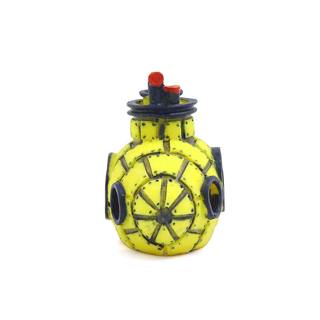 uxcell Yellow Spaceship Aquarium Bubble Maker - Fish Tank Decoration Ornament 13x6x8cm for Freshwater & Saltwater Tanks - Fun Bubble Stream for Aquatic Pets Play
