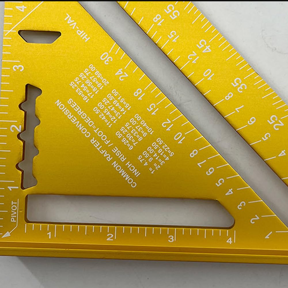 7 Inch High Precision Aluminum Alloy Rafter Square Tool - Multifunctional Triangle Ruler for Woodworking, Roofing & Layout Measuring (Red) - Perfect for Carpenters, DIY Projects & Construction Work
