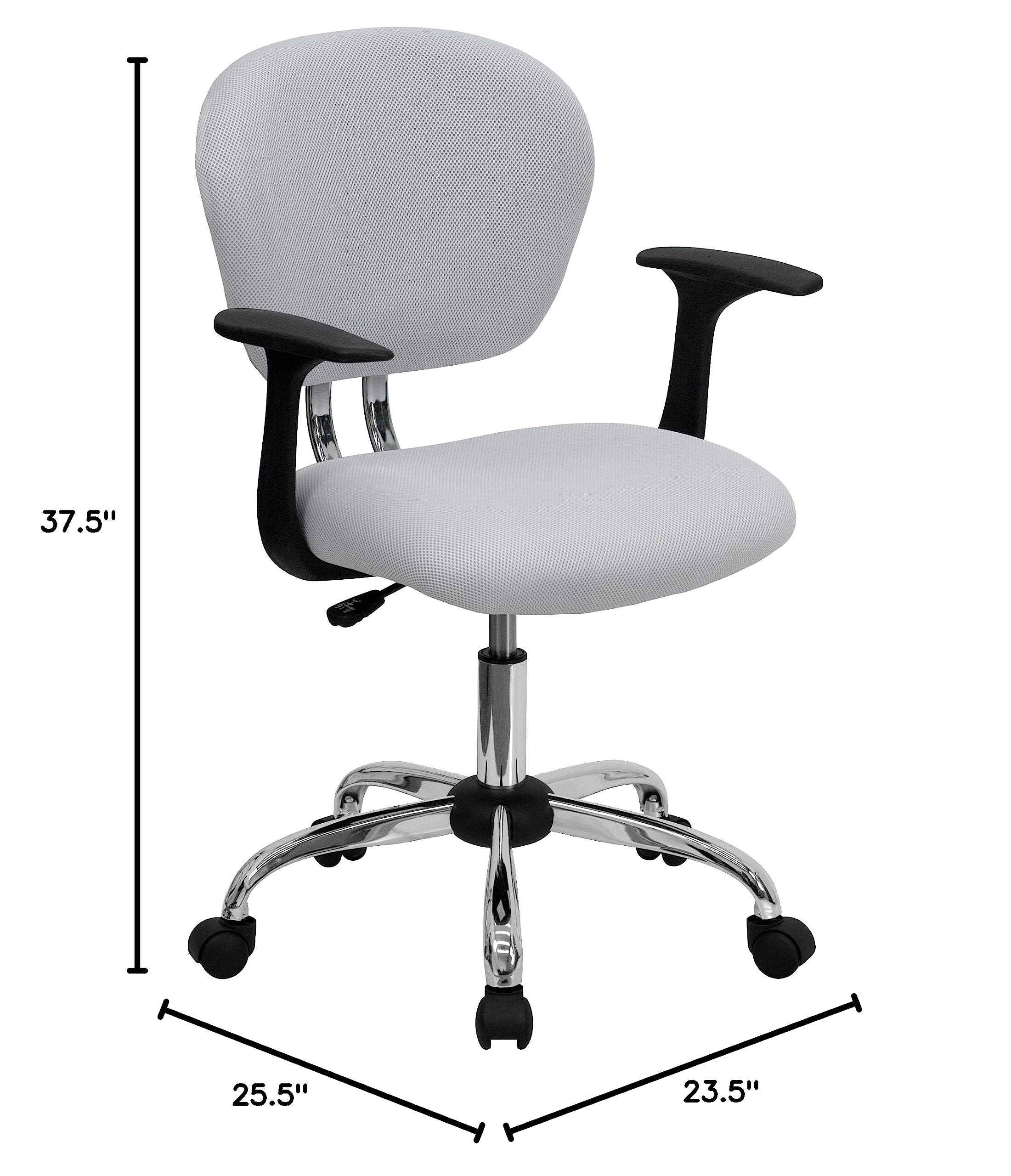 Ergonomic Mid-Back White Mesh Office Chair with Padded Seat & Adjustable Arms - Perfect for Home Office, Gaming, and Workspace Comfort